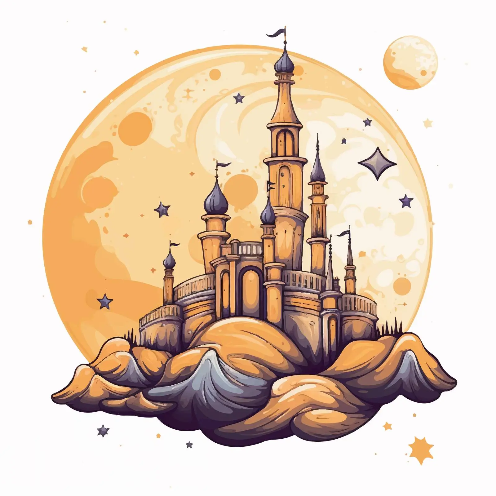 Cartoon Moon Illustration on White Background – free twin image from Dotvec