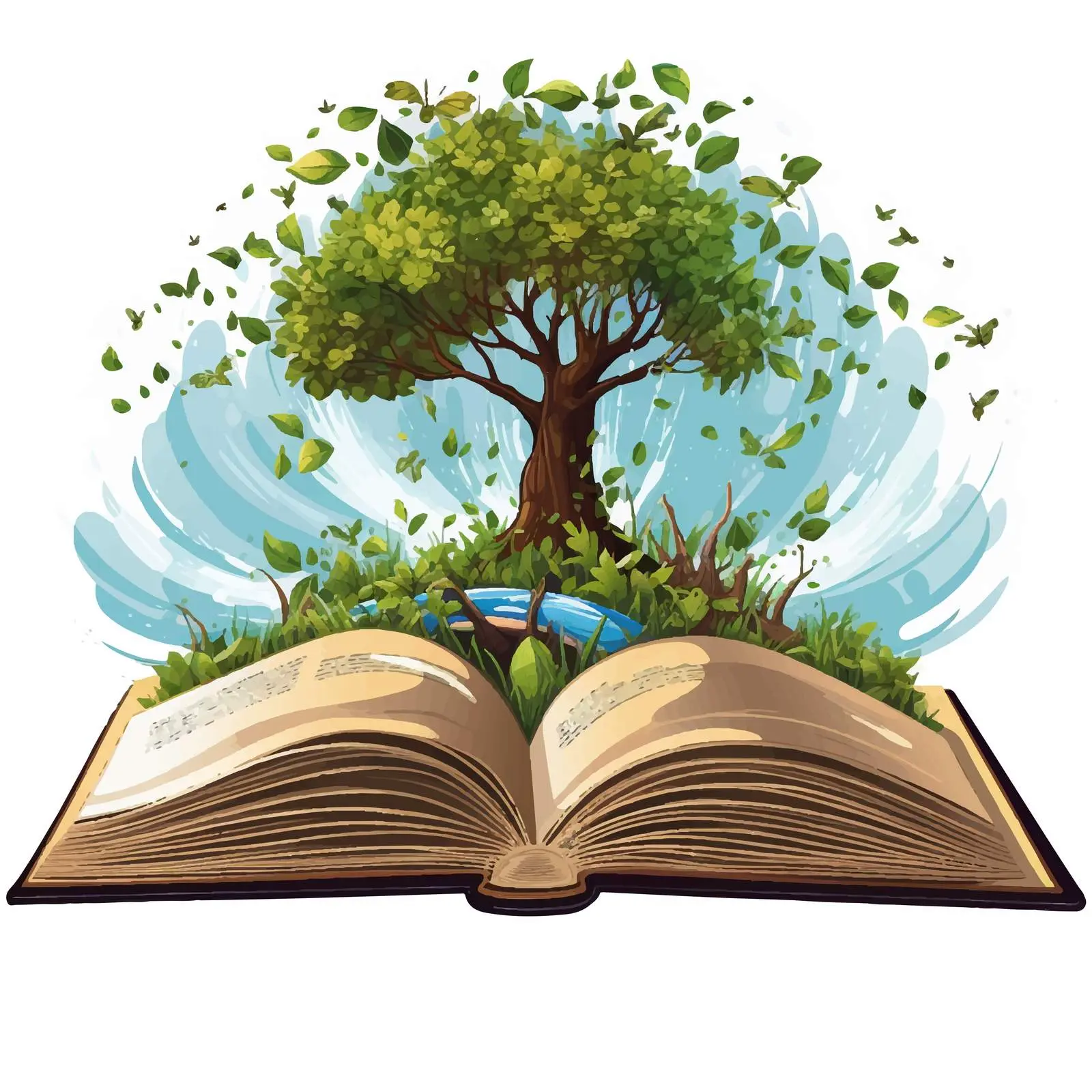Nature Emerging from an Open Book Illustration — free download from Dotvec