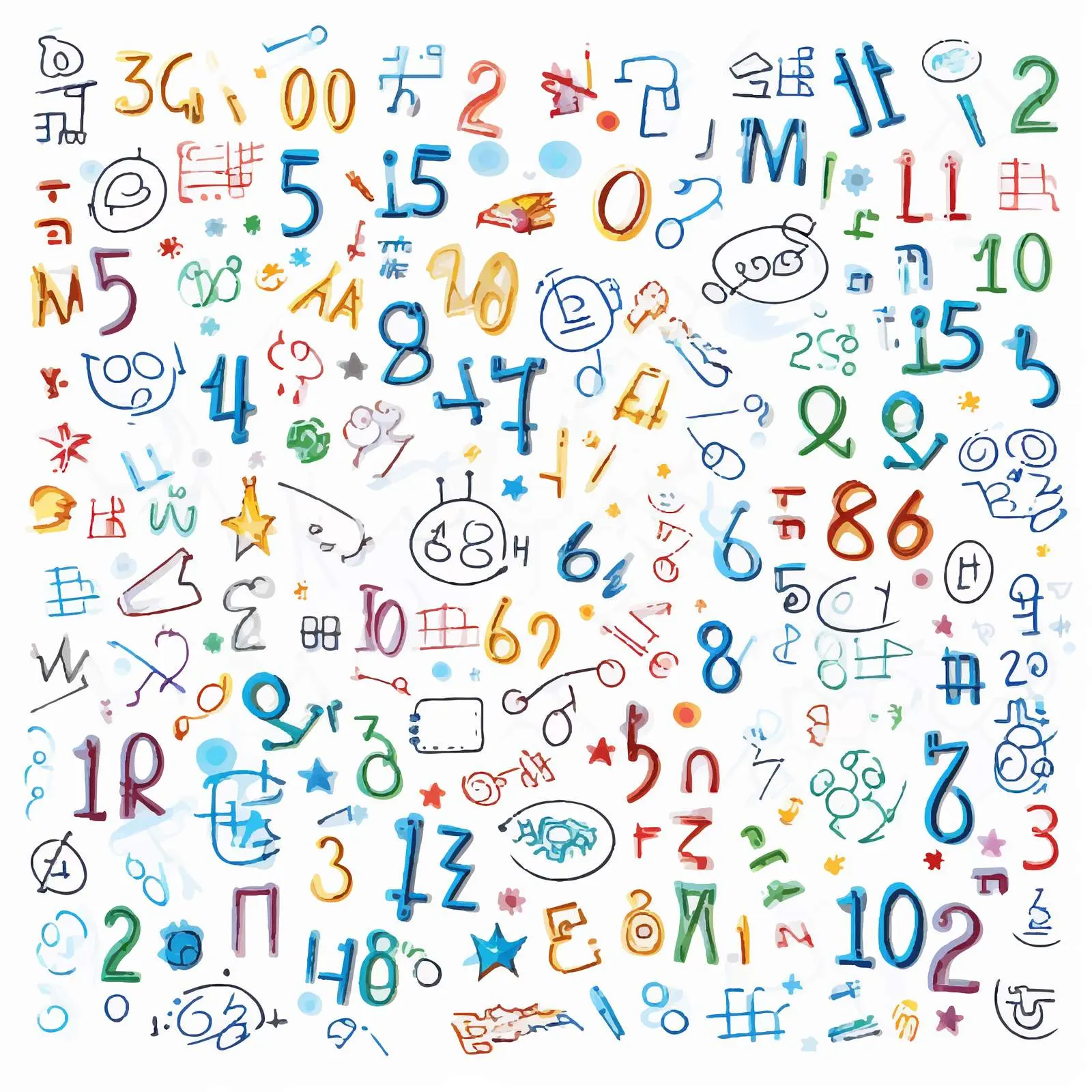 Colorful Mathematics Symbols and Numbers Illustration – free vector shapes image from Dotvec