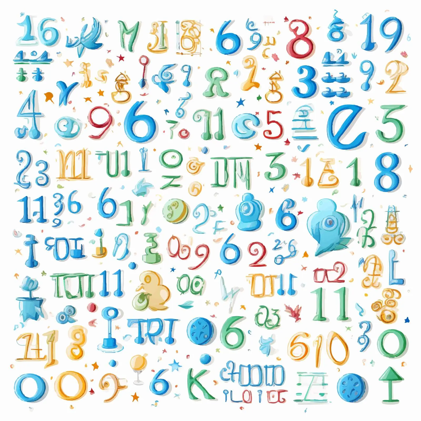 Colorful Math Symbols and Numbers Vector Illustration — free download from Dotvec