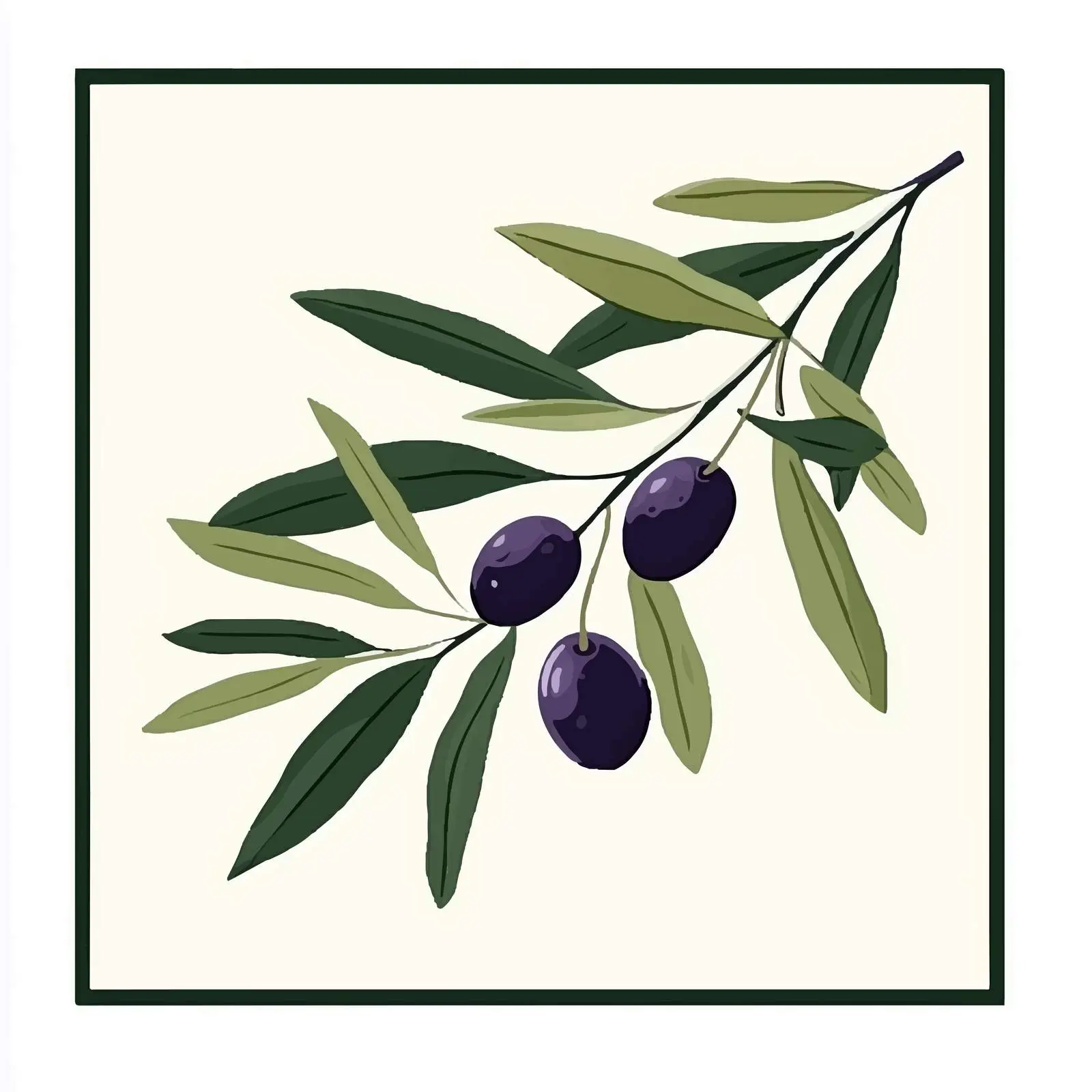 Olives on Branch with Leaves Illustration — free download from Dotvec