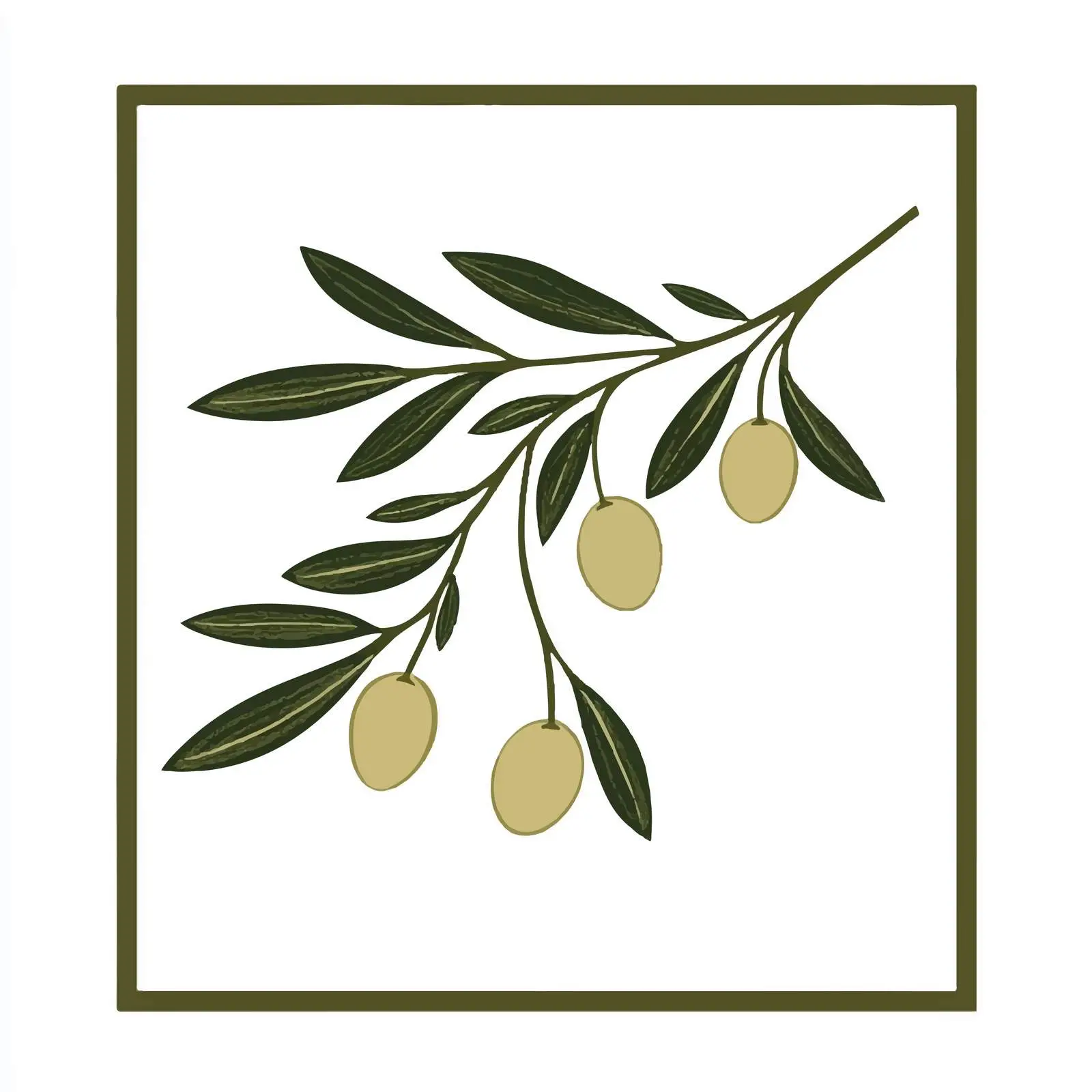 Olives on Branch with Leaves Illustration — free download from Dotvec