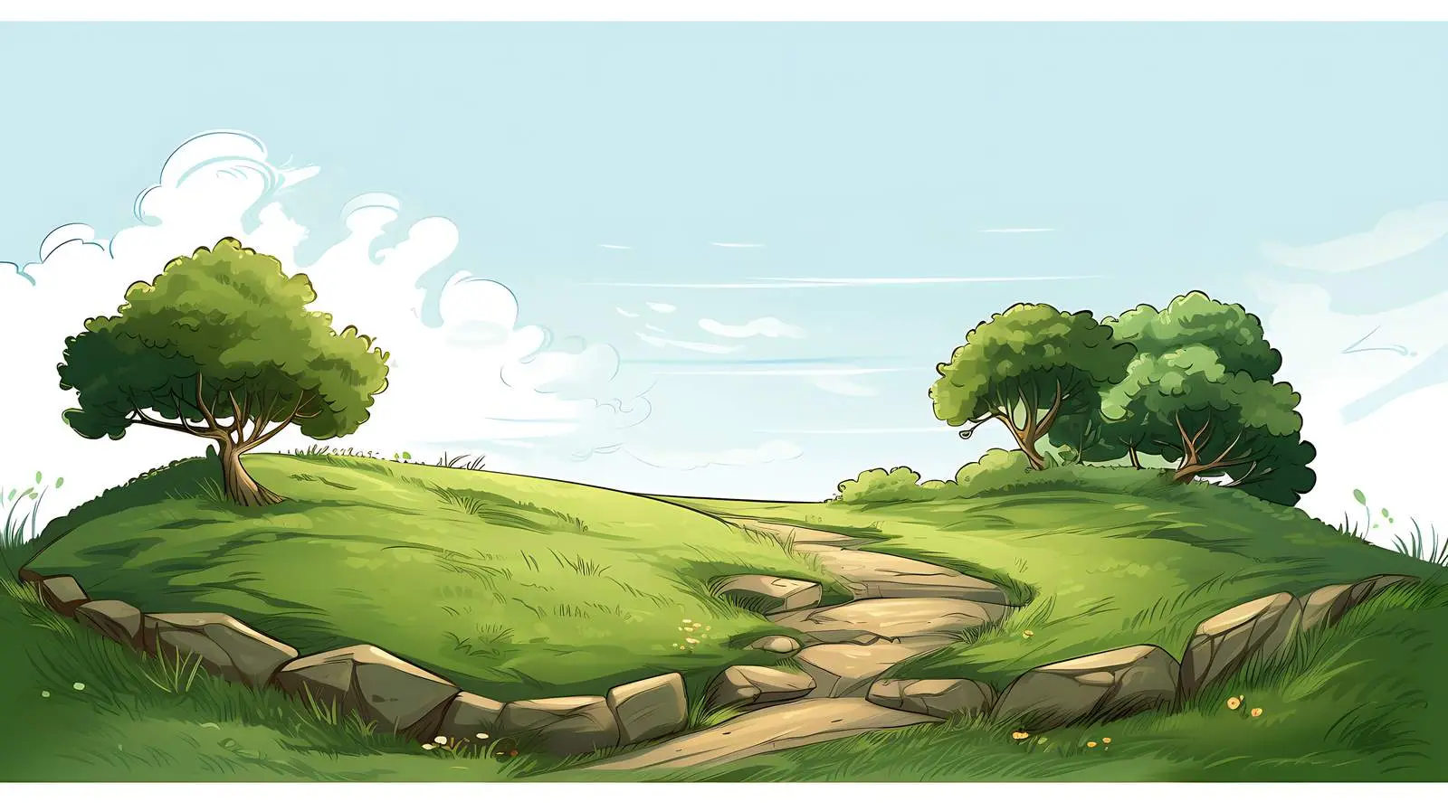 Scenic Grassy Knoll Outlook Illustration — free download from Dotvec