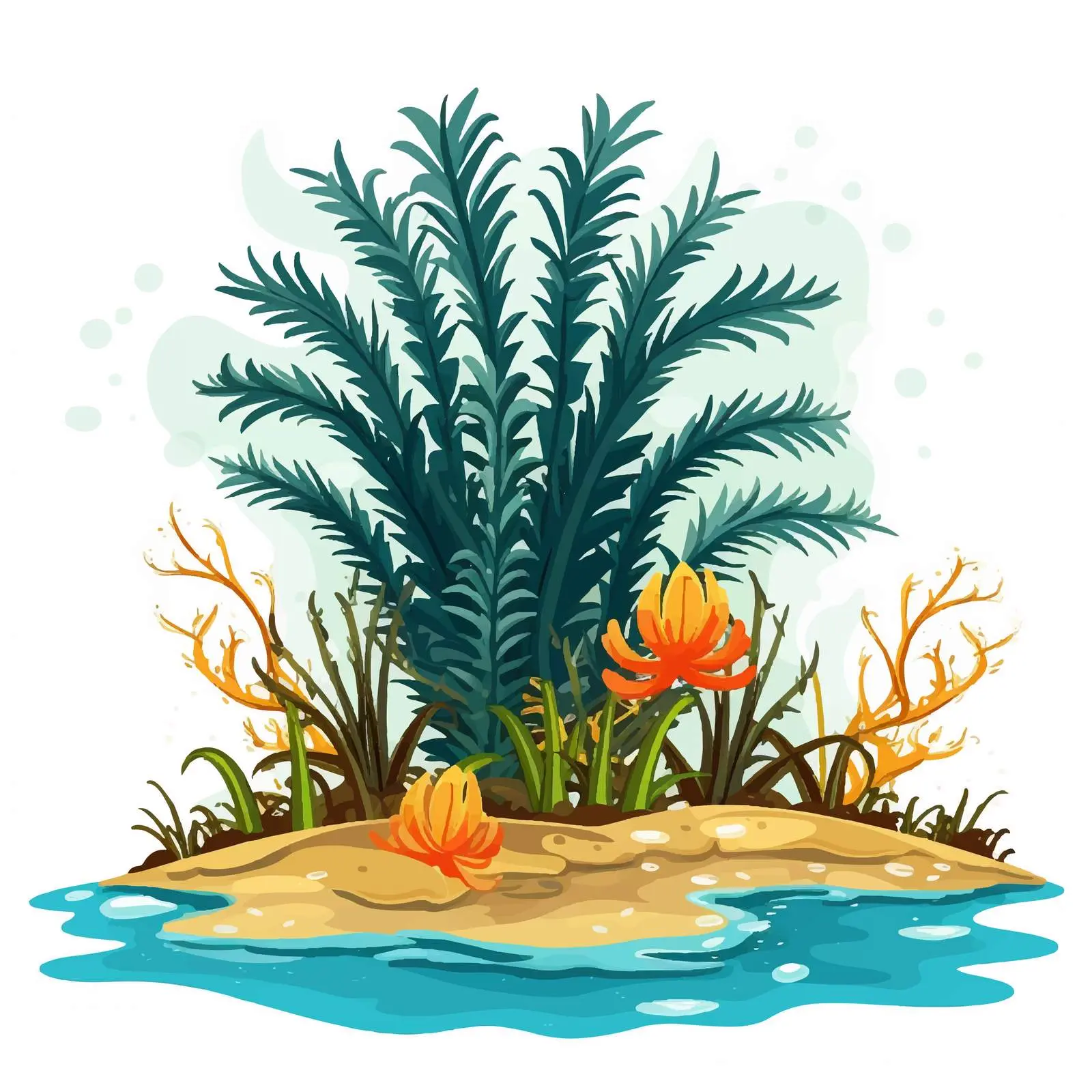 Palm Tree and Coral Underwater Illustration — free download from Dotvec