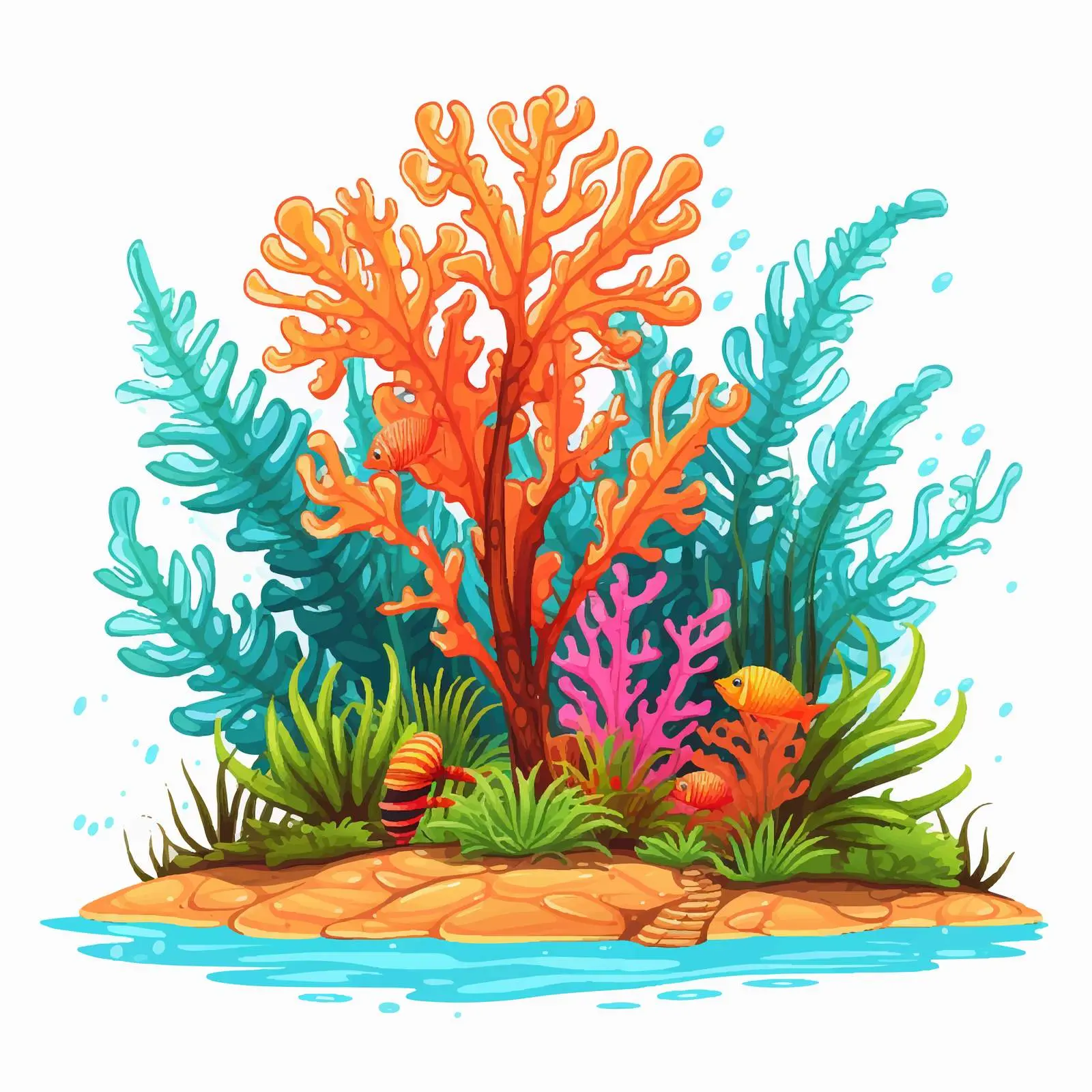 Palm Tree and Coral Underwater Illustration — free download from Dotvec