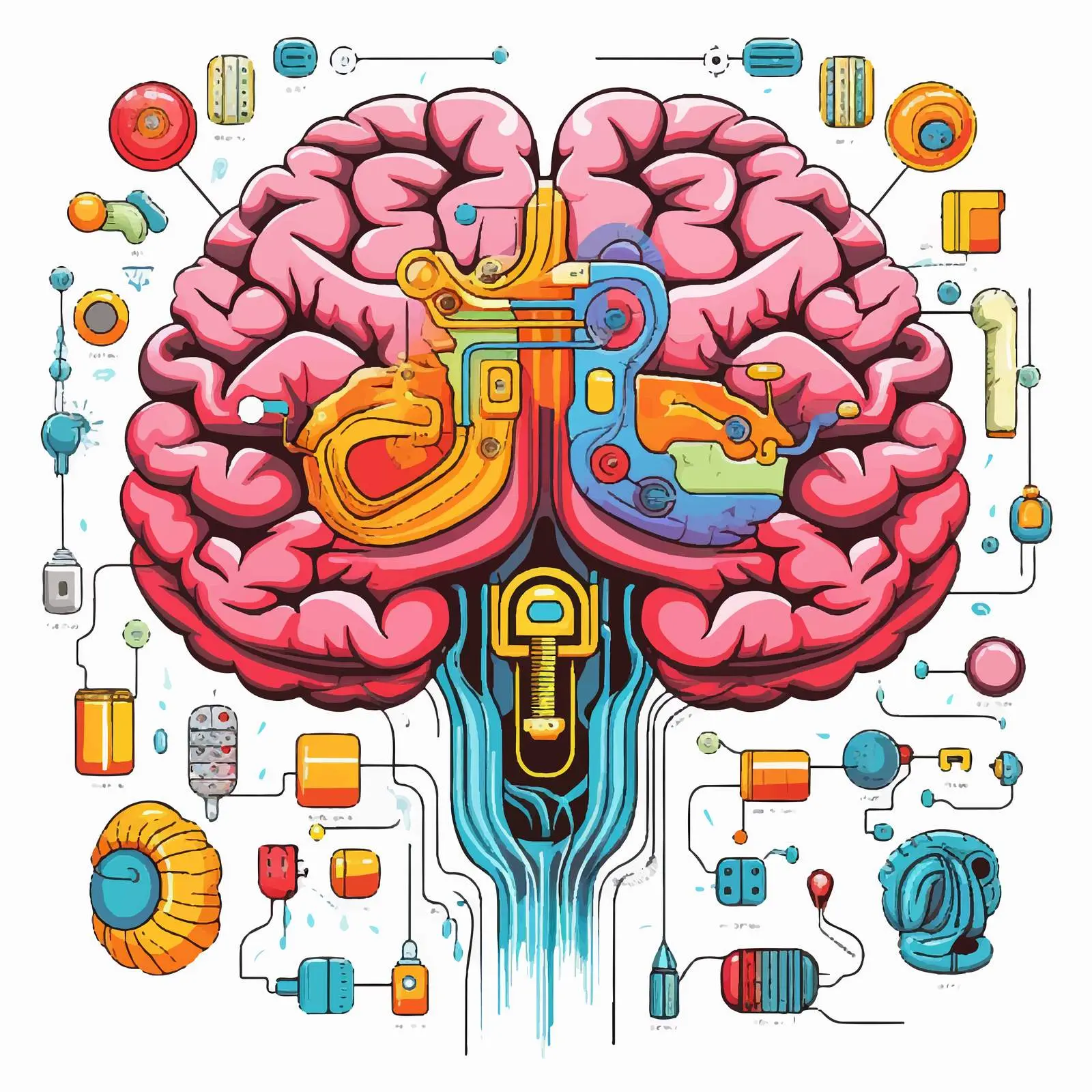 Illustration of Brain Parts in Vector Format — free download from Dotvec