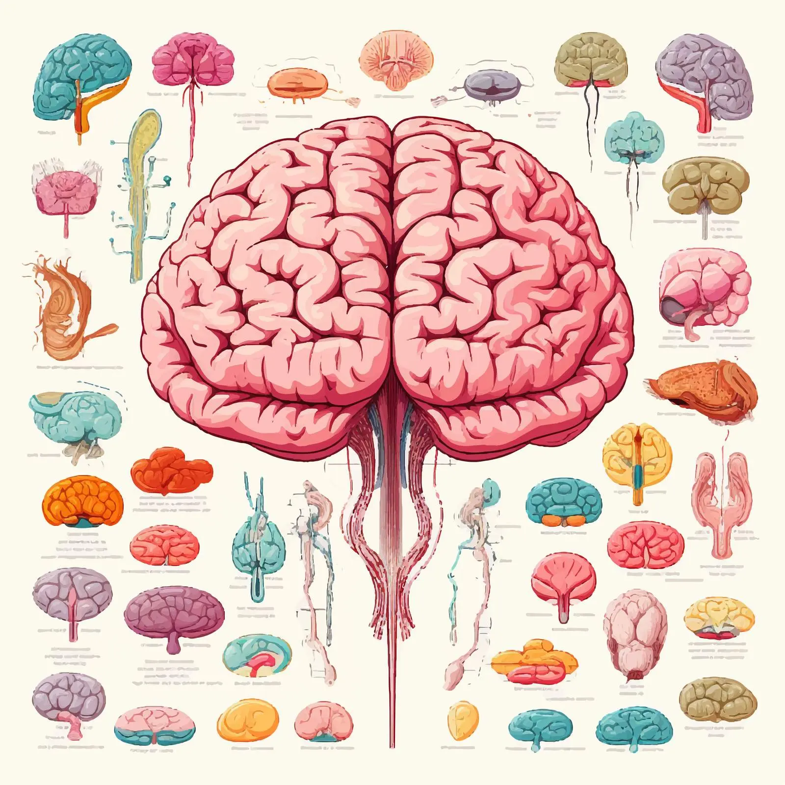 Cartoon Illustration of Brain Parts — free download from Dotvec