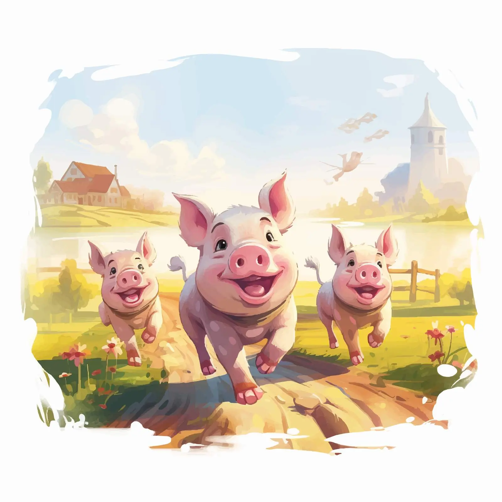 Pigs Exercising in Fun Cartoon Style — free download from Dotvec