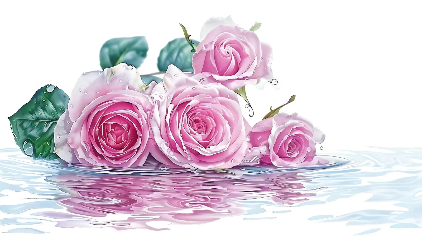 Pink Roses in Water Illustration — free download from Dotvec