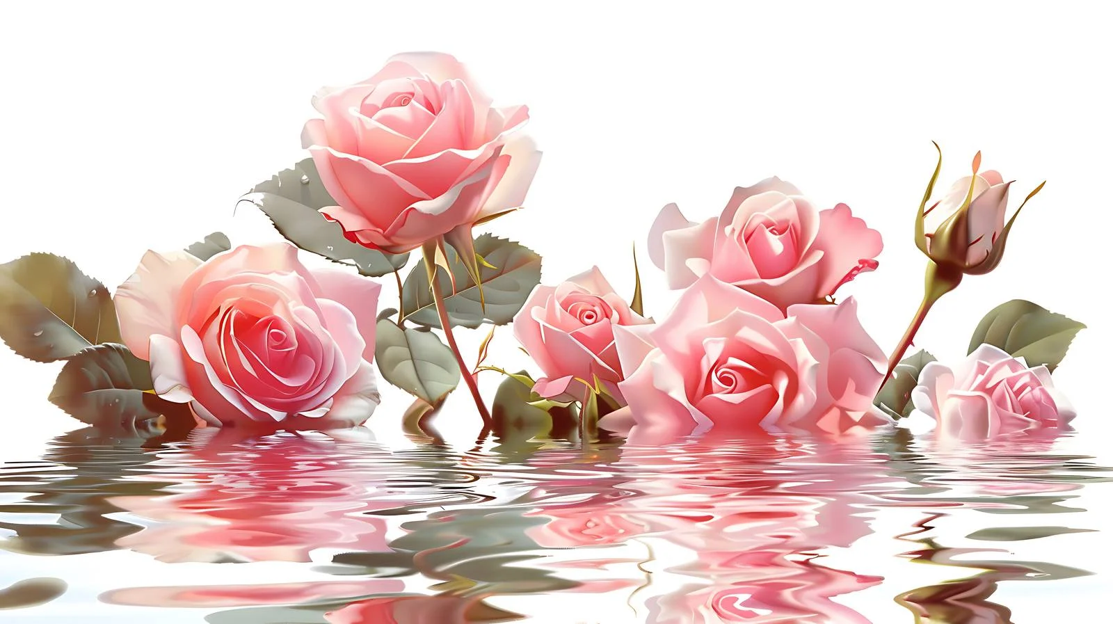 Pink Roses in Water Illustration — free download from Dotvec