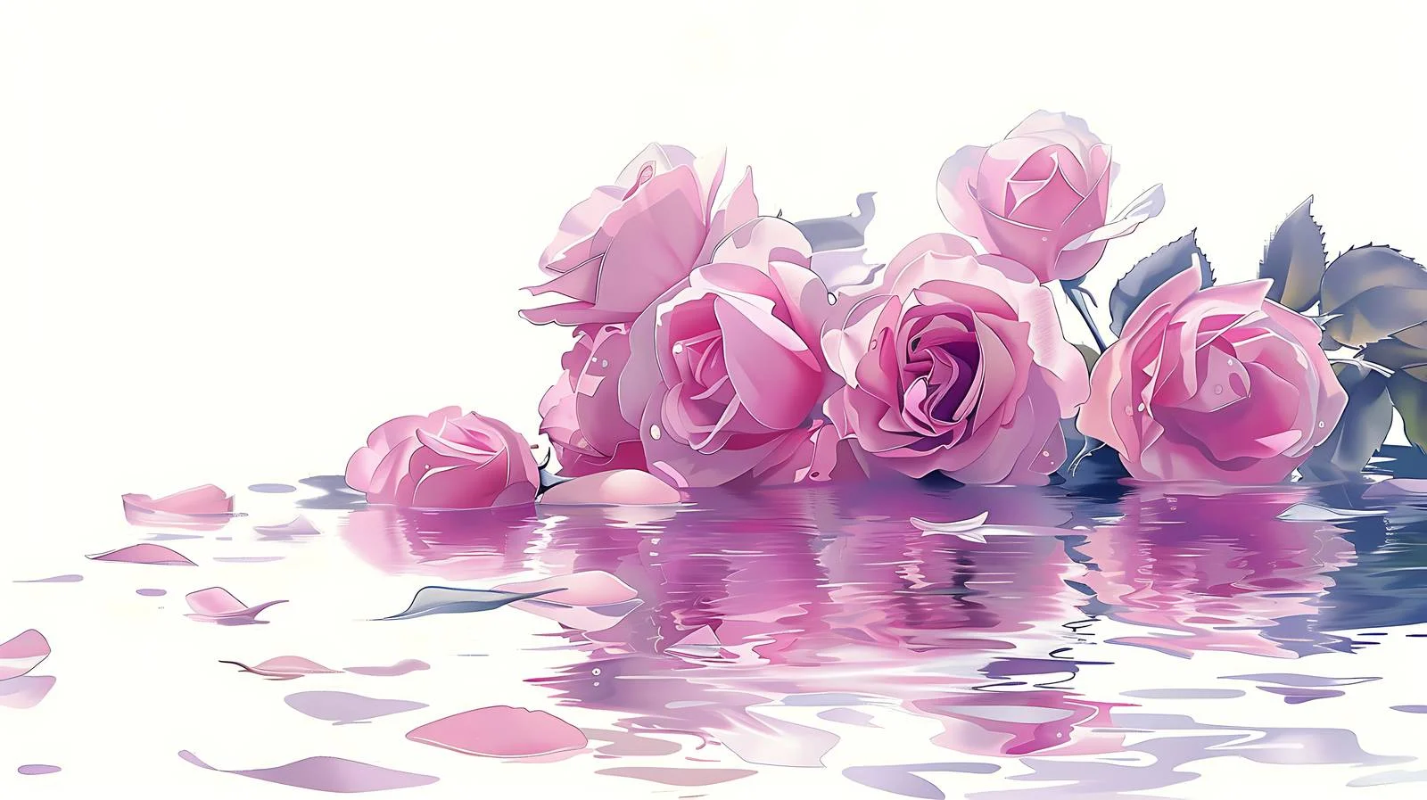 Pink Roses in Water Illustration — free download from Dotvec