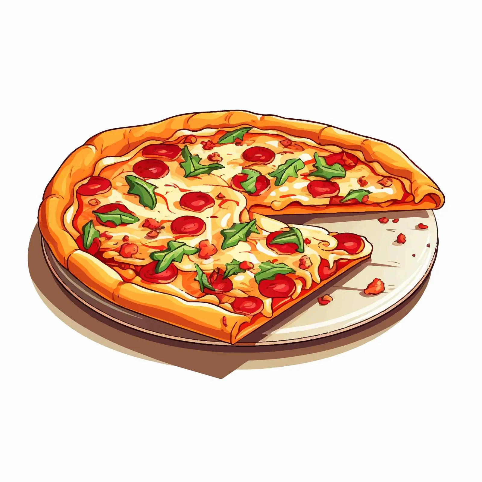 Pizza Illustration on White Background Vector – free fast casual image from Dotvec