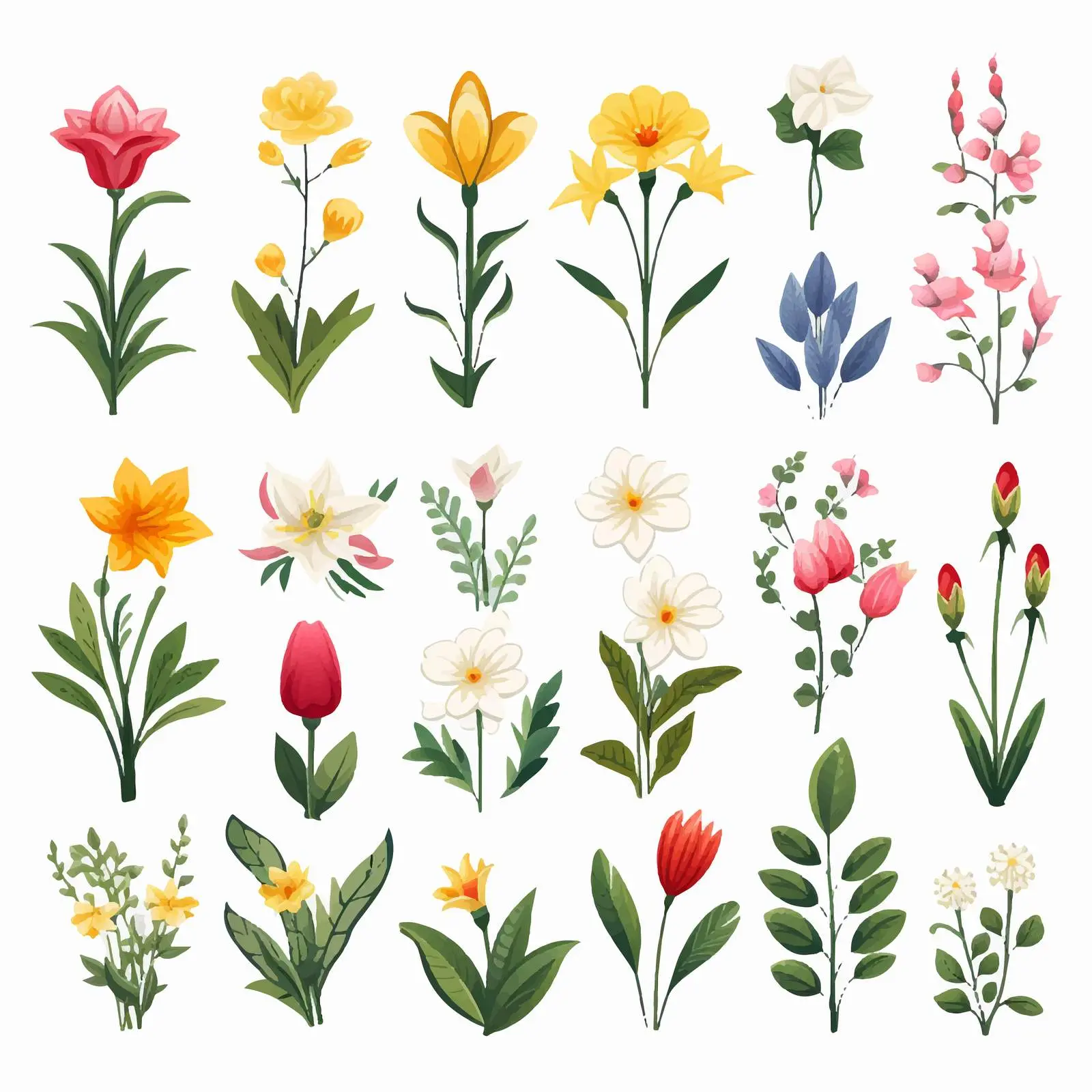 Elegant Plant and Flower Vector Illustration — free download from Dotvec