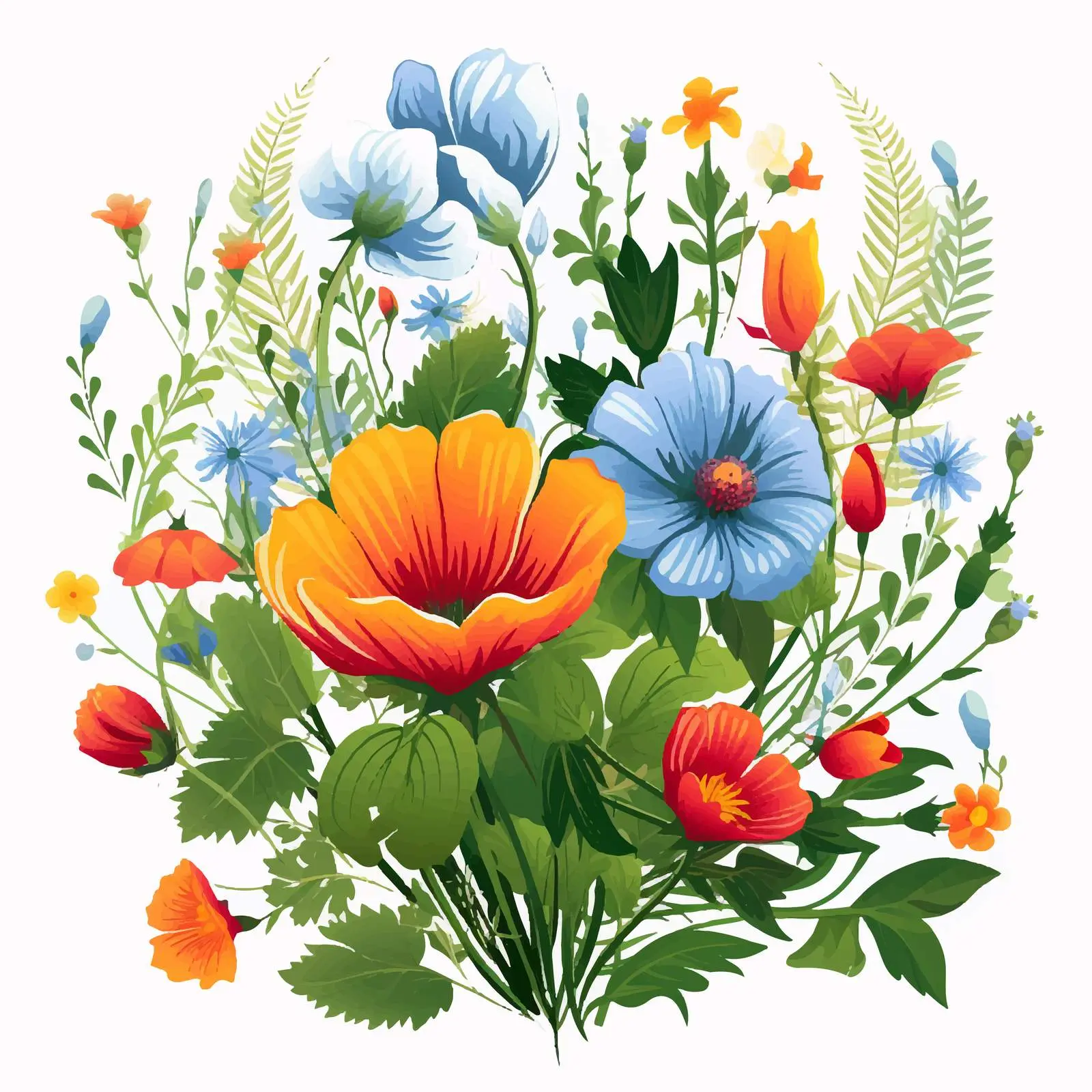 Plant and Flower Vector Illustration on White Background – free floral vectors image from Dotvec