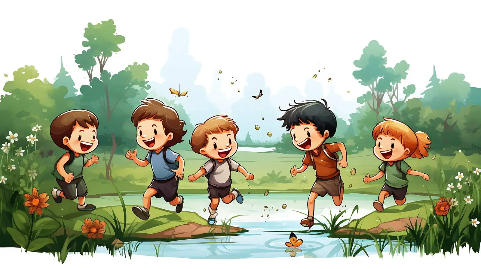 Boys Playing in Beautiful Nature Scene — free download from Dotvec
