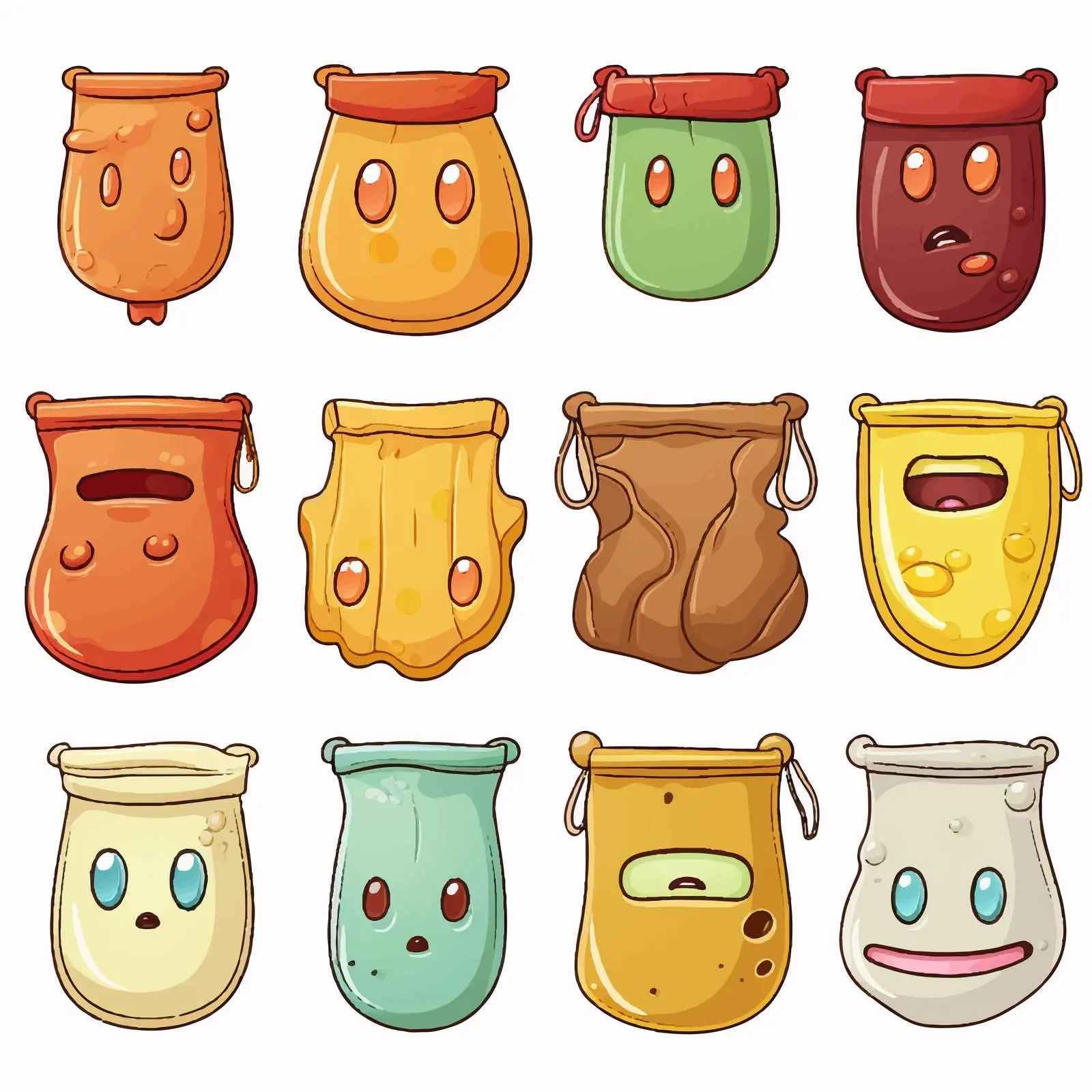 Colorful Pouches Vector Illustration on White Background — free download from Dotvec