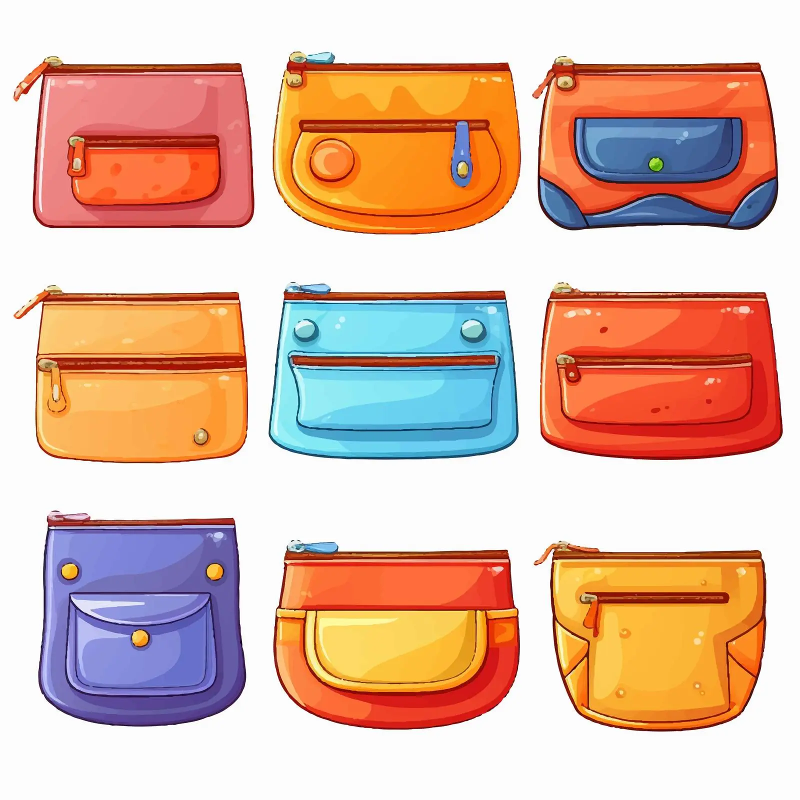 Stylish Pouches on White Background Vector Graphic — free download from Dotvec