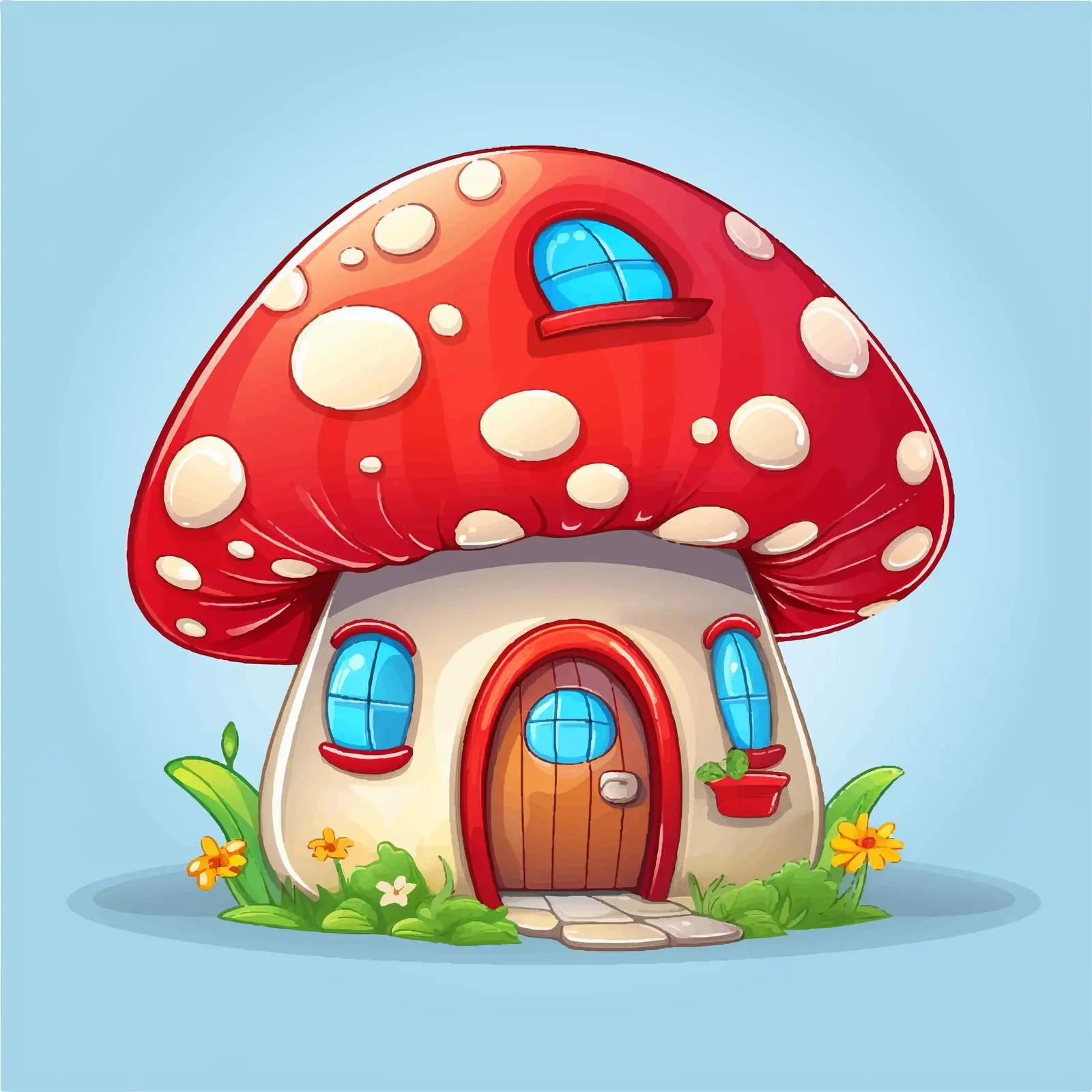 Red Mushroom House Vector Illustration — free download from Dotvec