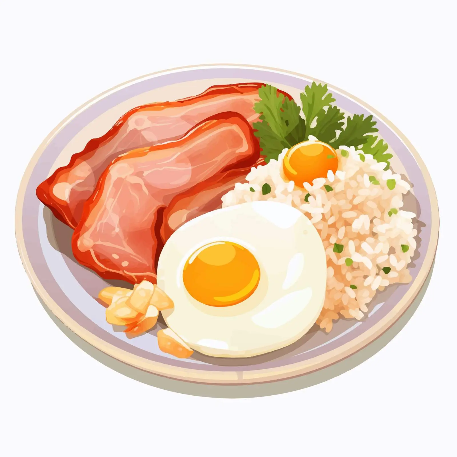 Rice, Egg, and Pork Plate Illustration — free download from Dotvec