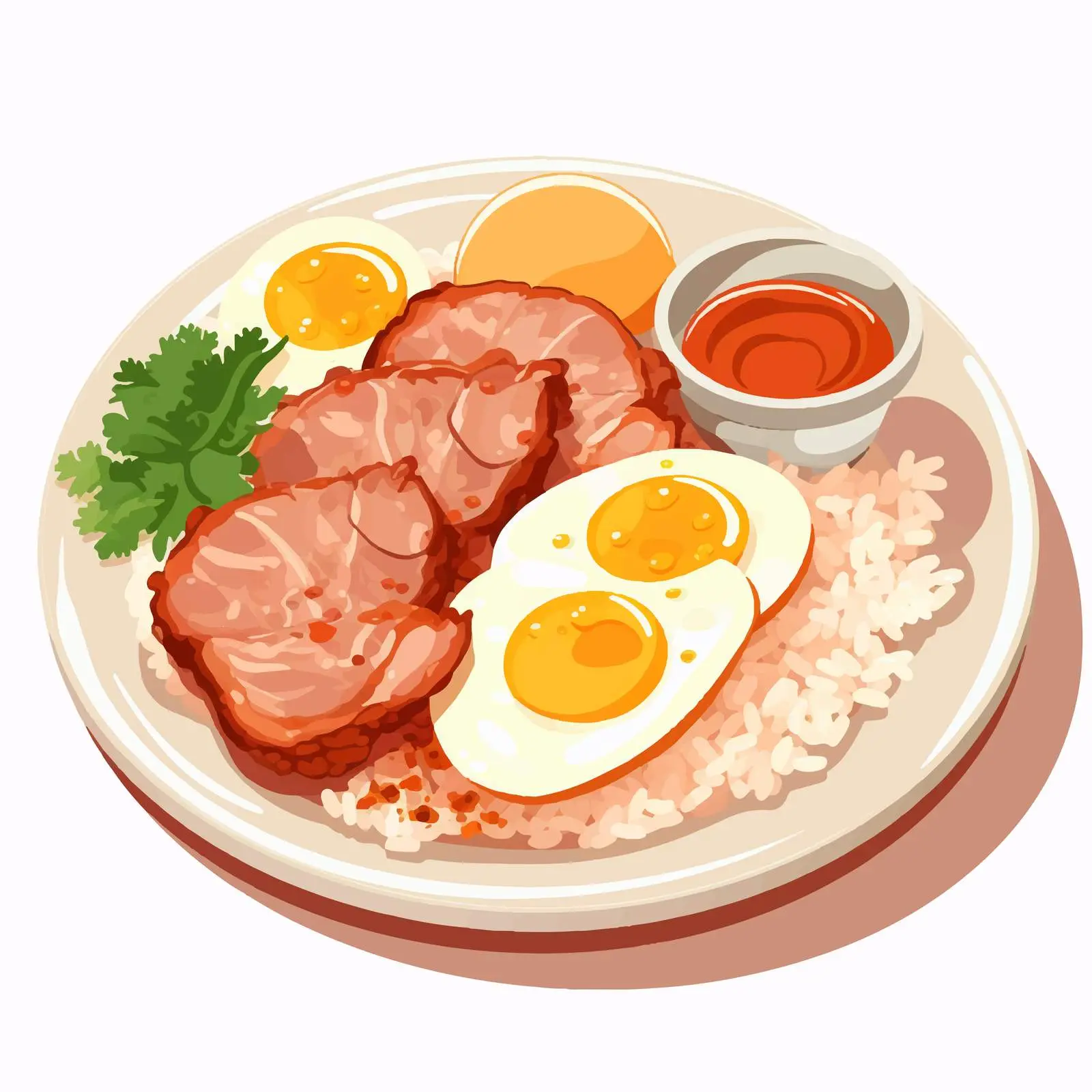 Delicious Rice Egg and Pork Meal Illustration — free download from Dotvec