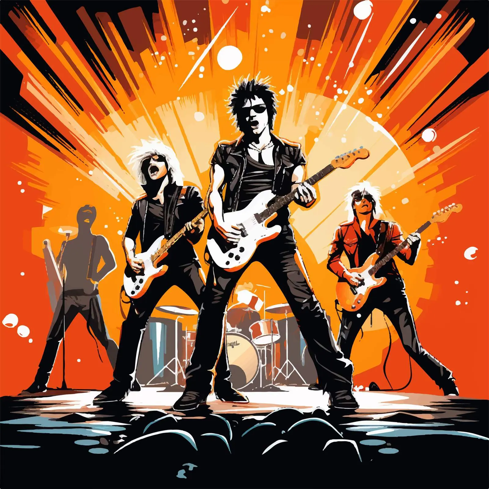 Rock Stars Performing on Stage Cartoon Vector – free singer image from Dotvec