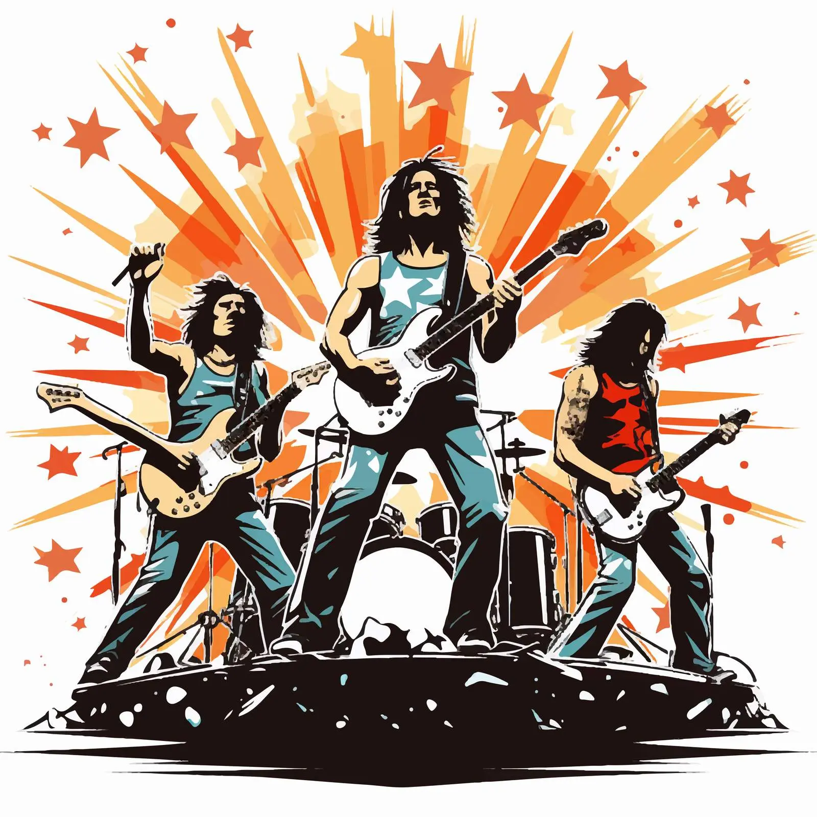 Rock Stars Performing on Stage Illustration — free download from Dotvec