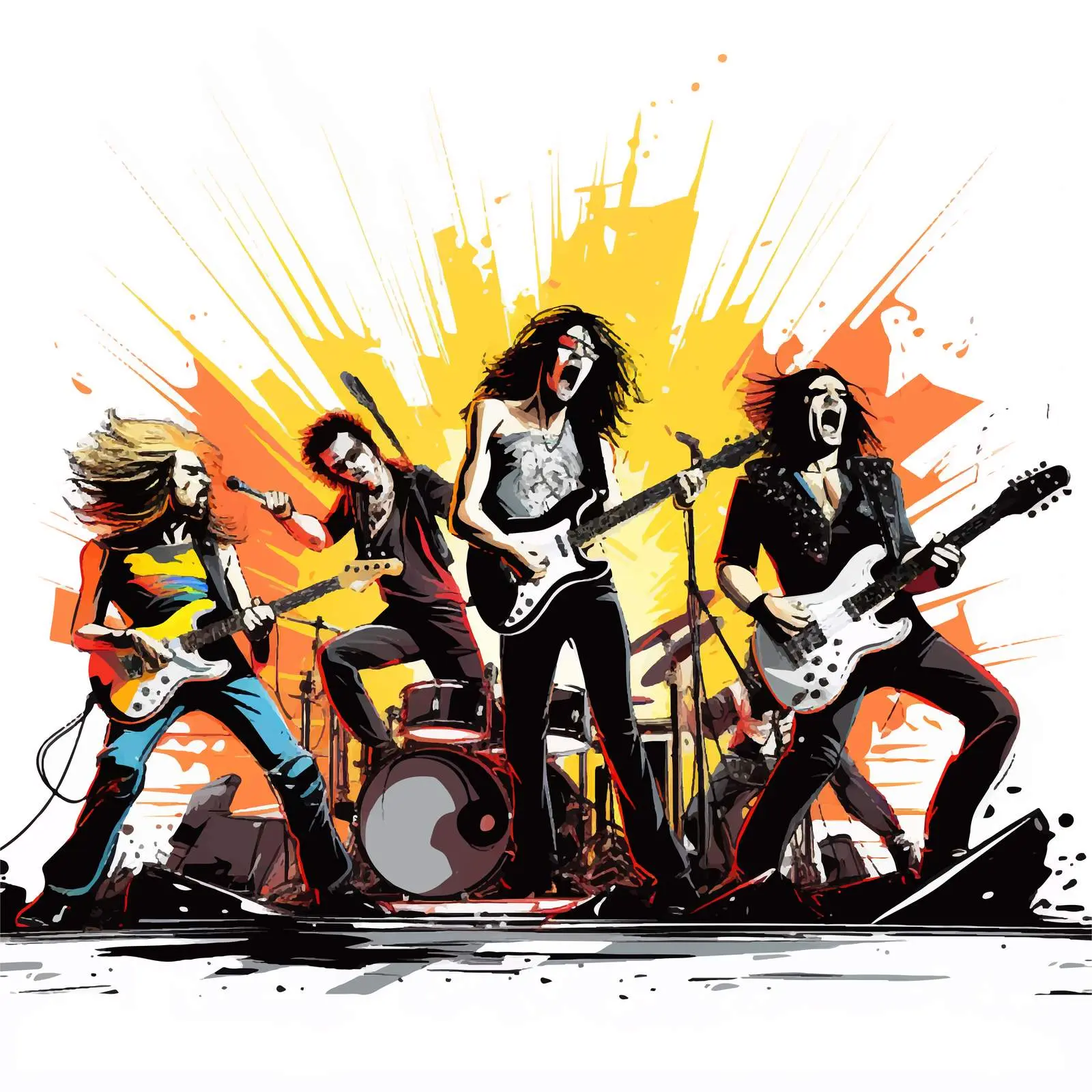 Rock Stars Performing on Stage Illustration – free stage design image from Dotvec
