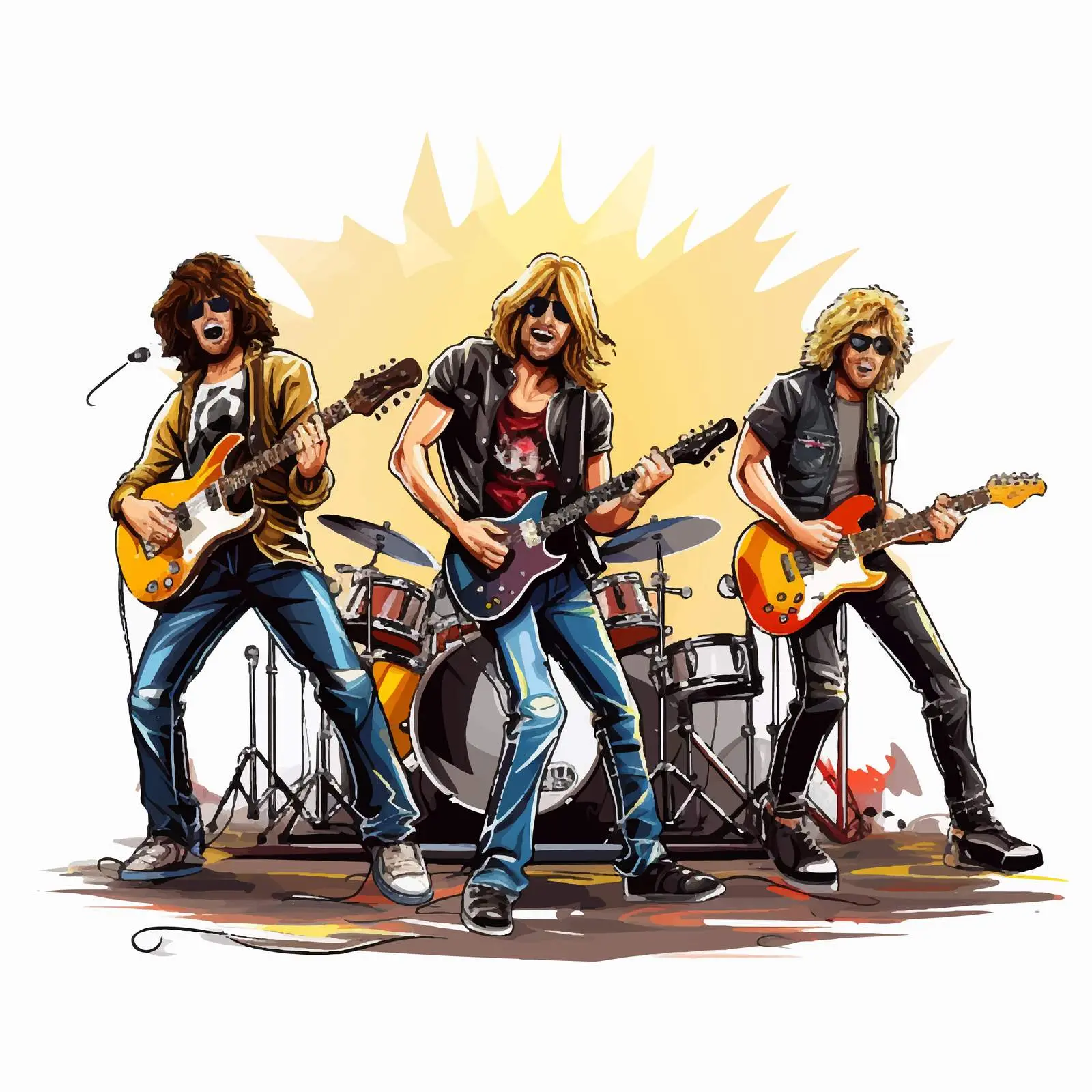Rock Stars Performing on Stage Illustration – free singer image from Dotvec