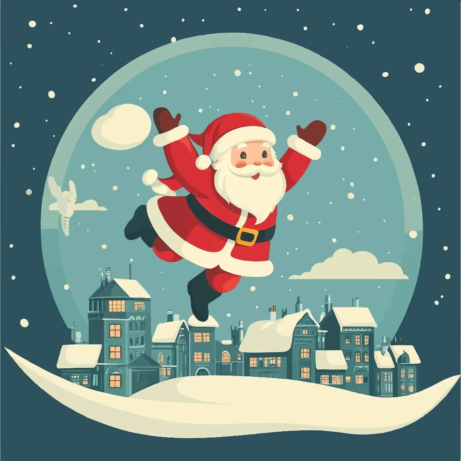Santa Claus in the Sky Over City — free download from Dotvec