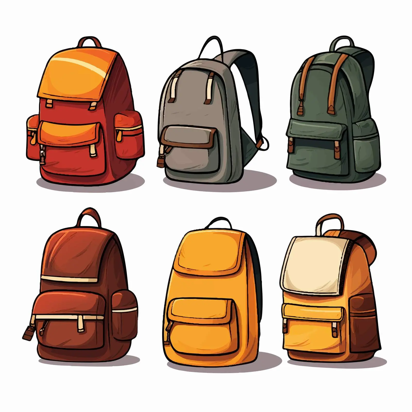 Illustration of School Bags on White Background – free colorful bags image from Dotvec