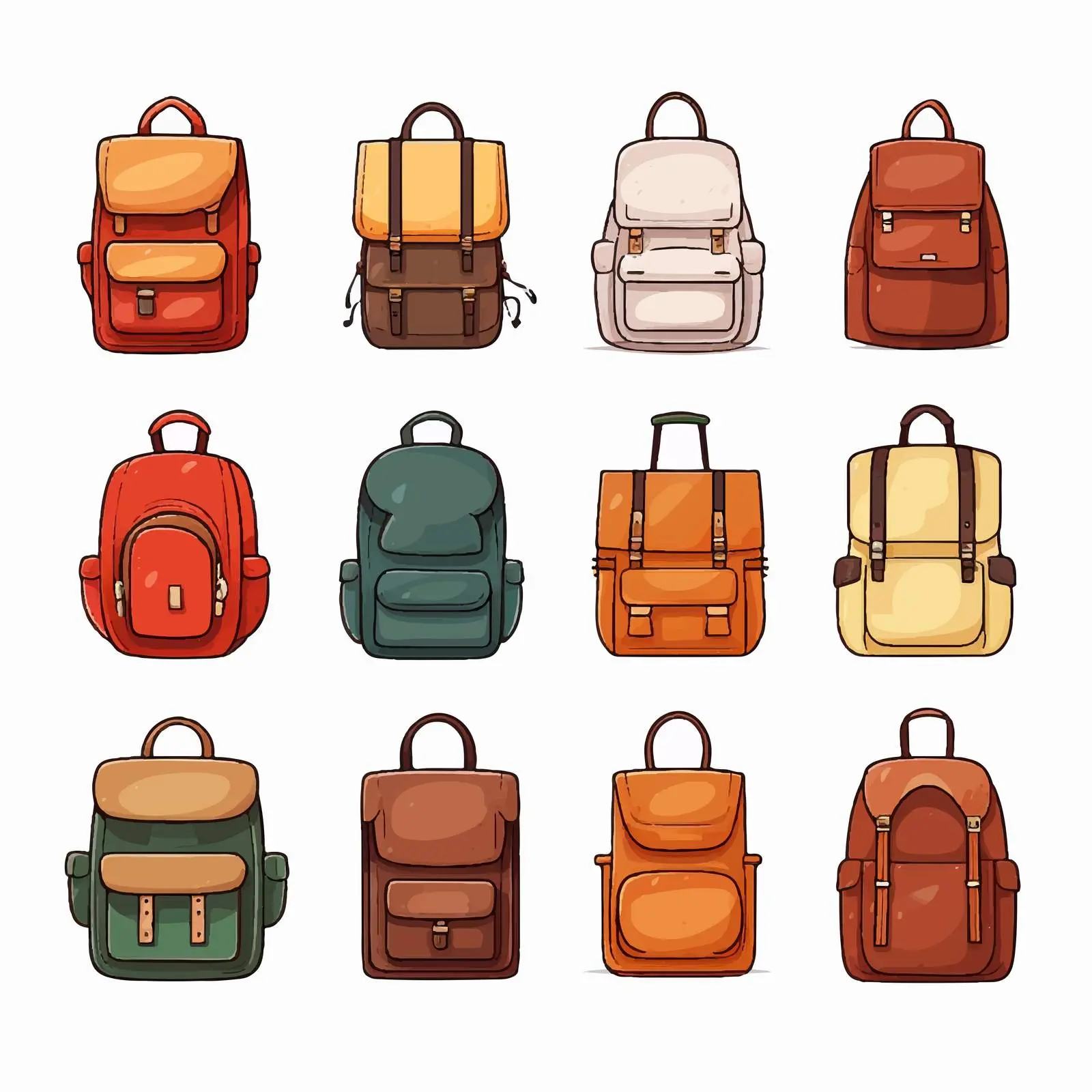 School Bags Illustration on White Background – free colorful bags image from Dotvec