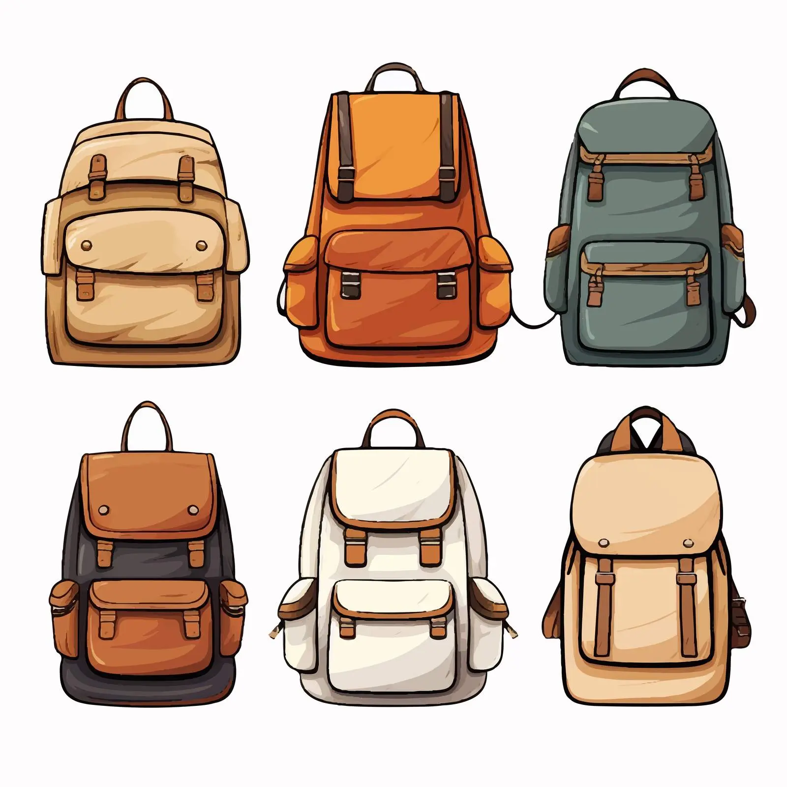 School Bags Illustration on White Background – free colorful bags image from Dotvec