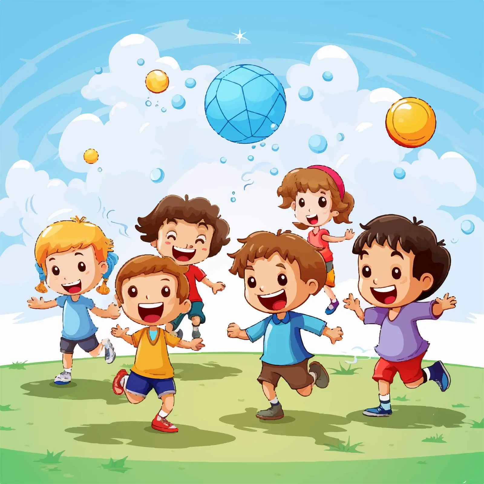 Simple Cartoon Illustration of Kids Playing — free download from Dotvec