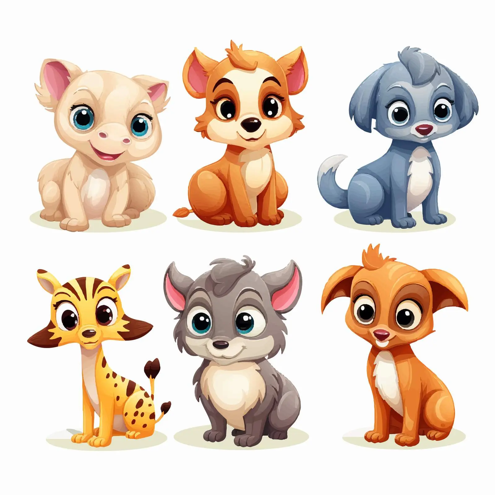 Six Four-Legged Animals on White Background — free download from Dotvec