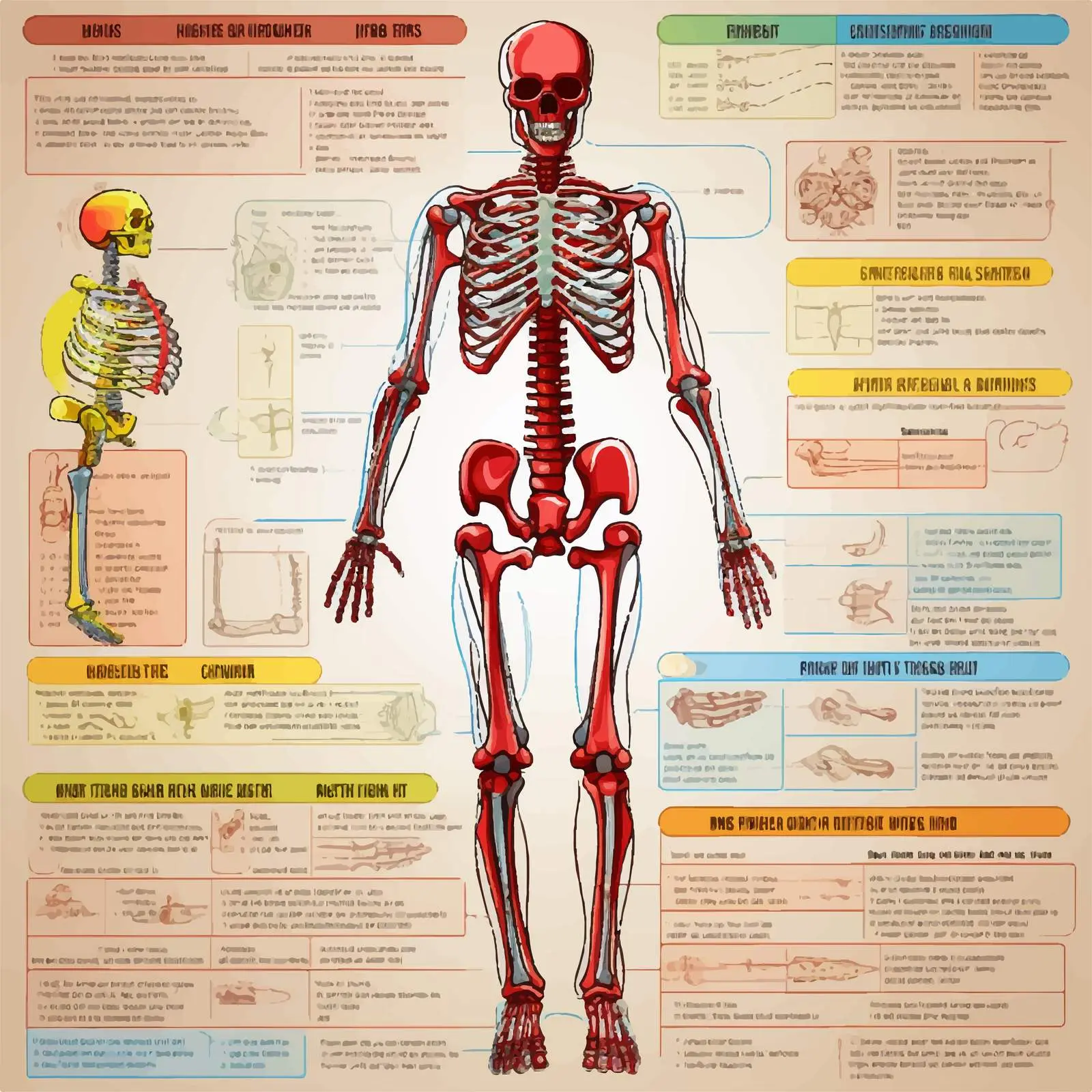 Labeled Skeletal System Scientific Vector Illustration – free illustrated art image from Dotvec