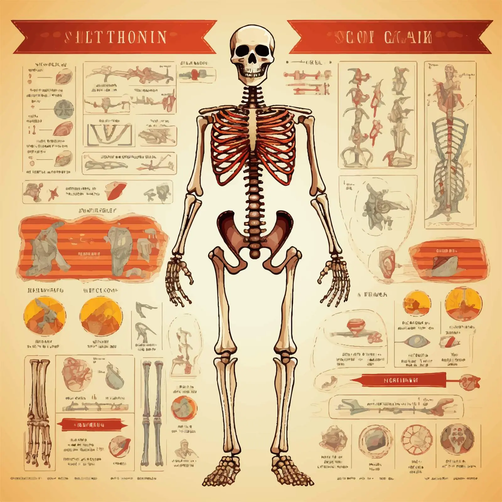 Detailed Skeletal System Illustration with Labels — free download from Dotvec