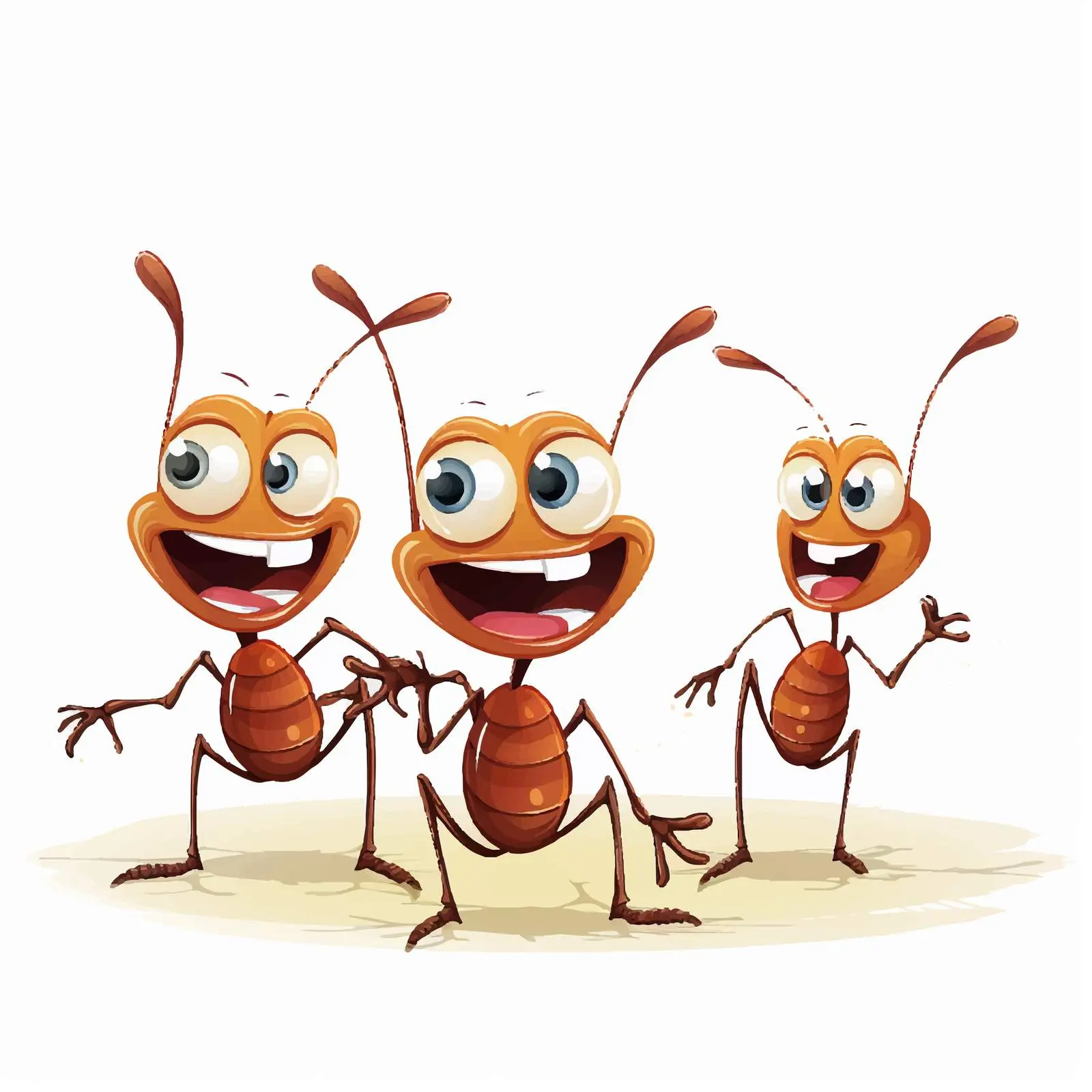 Smiling Ants Illustration on White Background – free happy ants image from Dotvec