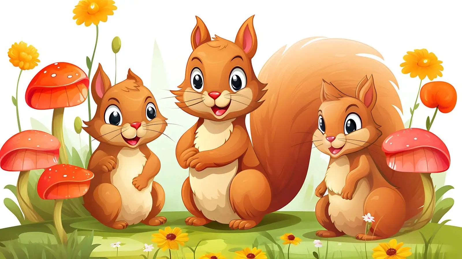 Squirrel Garden Scene Vector Illustration — free download from Dotvec