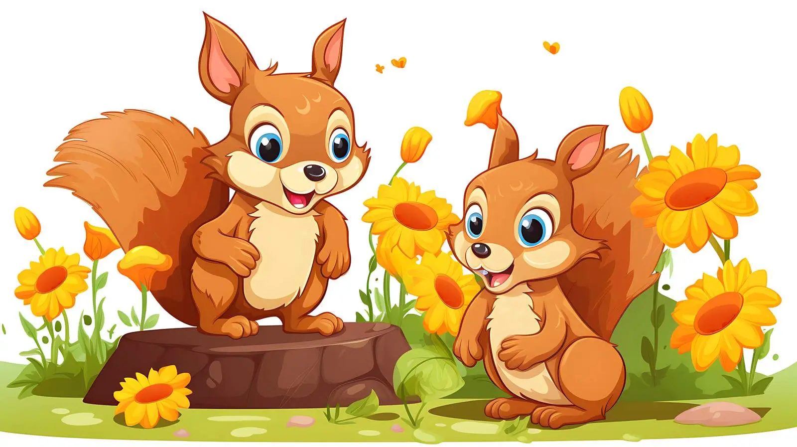 Squirrel Garden Scene Vector Illustration — free download from Dotvec