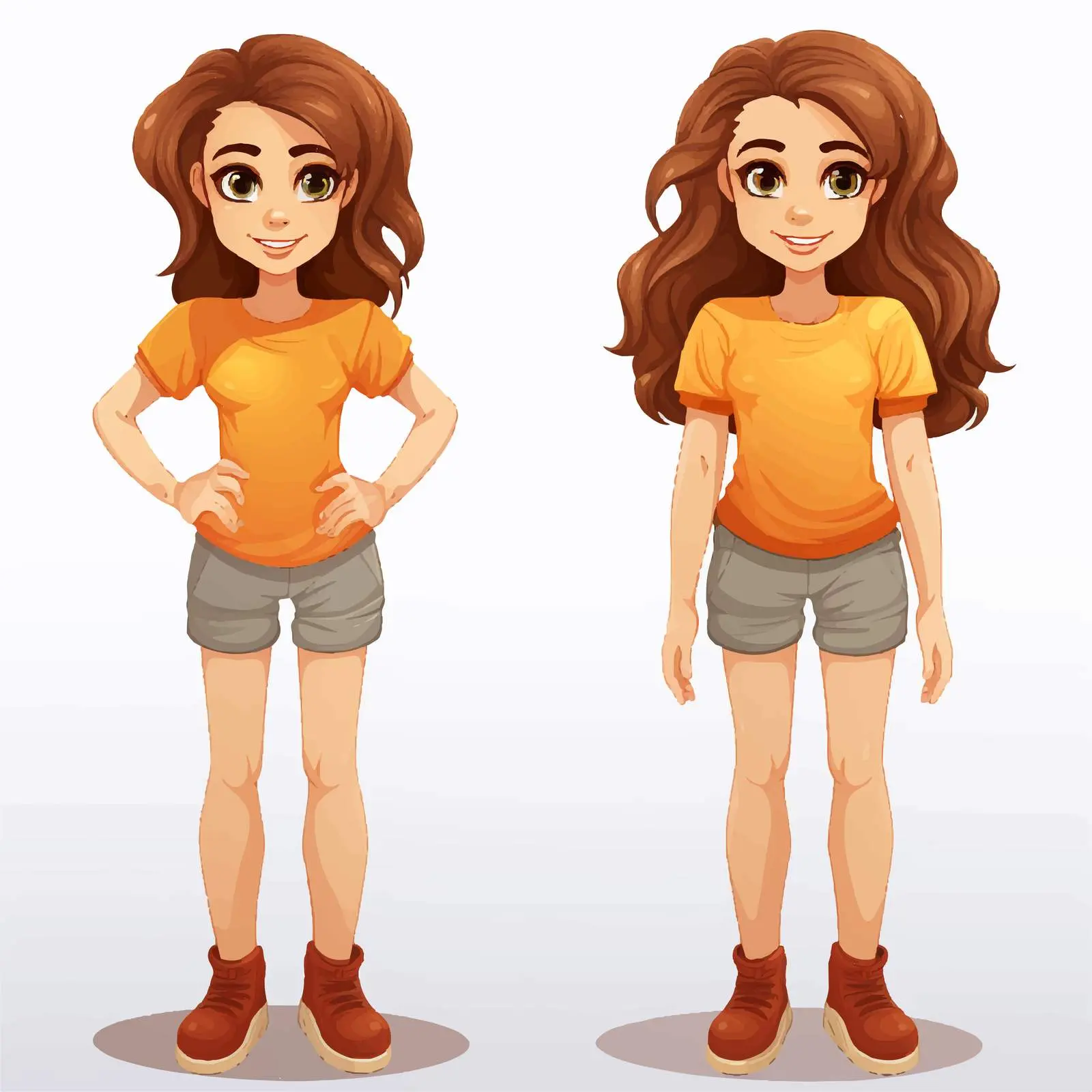 Teen Cartoon Character Front and Back View — free download from Dotvec