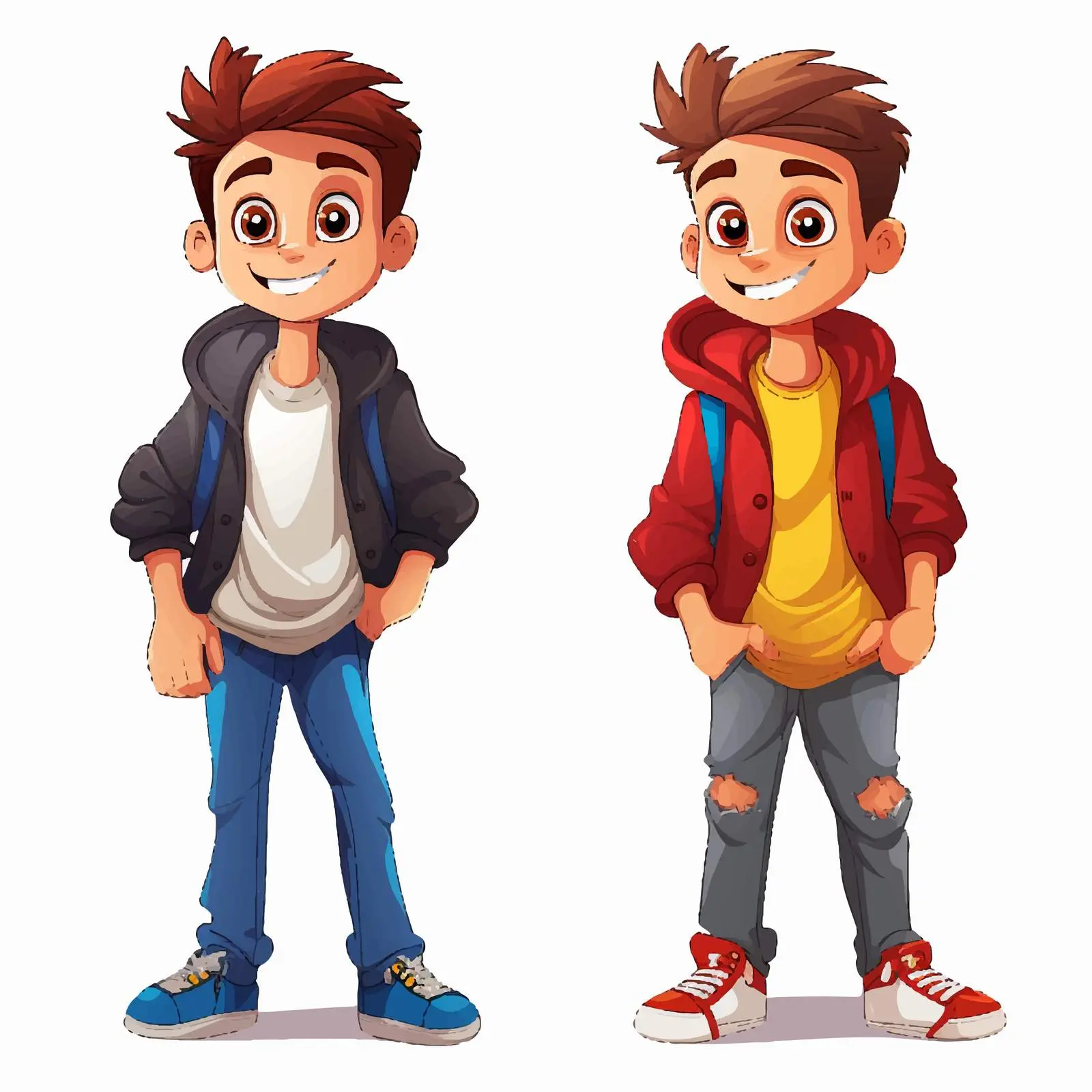 Teen Cartoon Vector Front and Back Illustration — free download from Dotvec