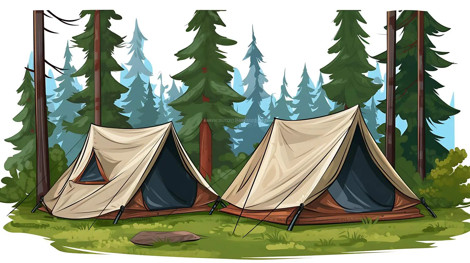 Forest Camping Tents Vector Illustration — free download from Dotvec