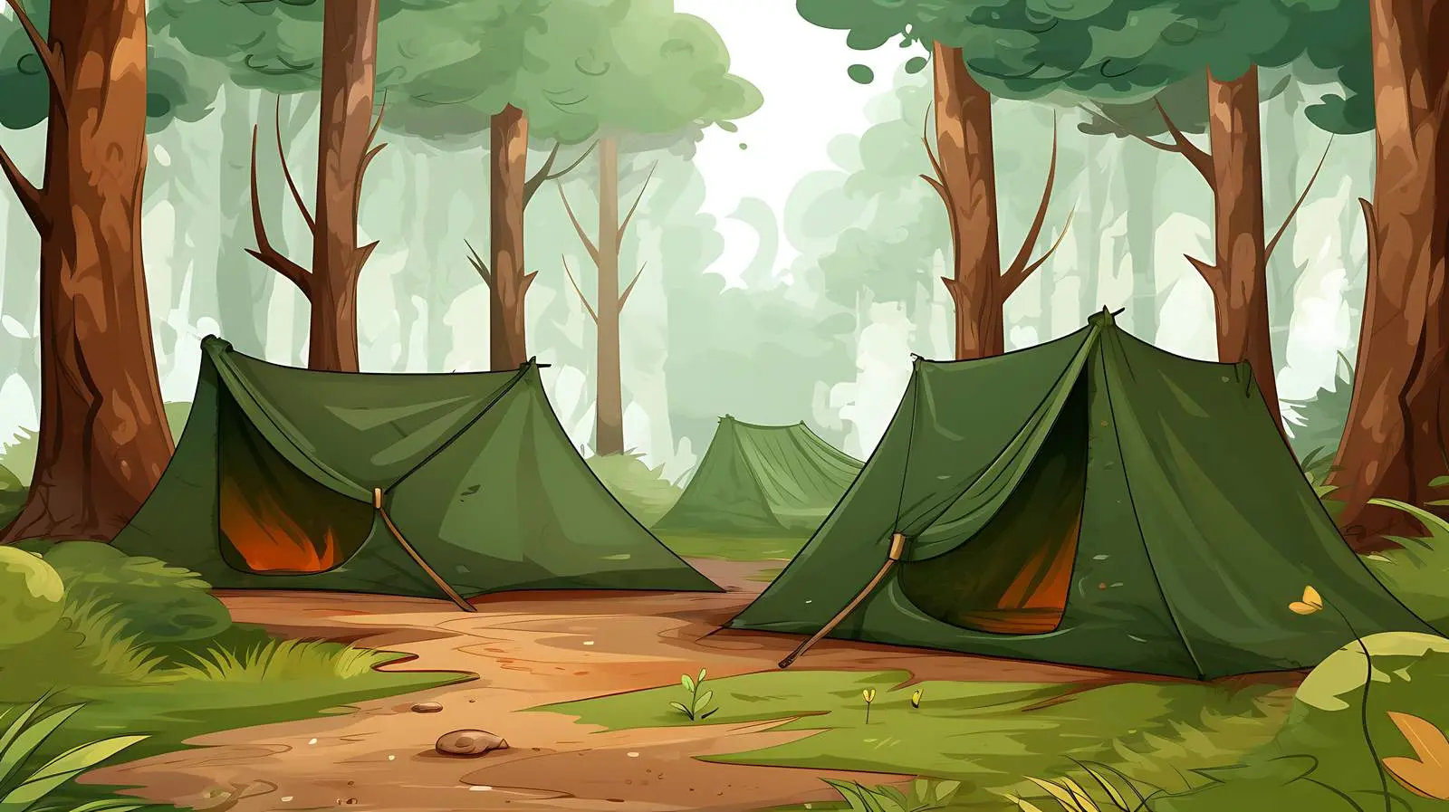 Camping Tents Woods Vector Illustration — free download from Dotvec
