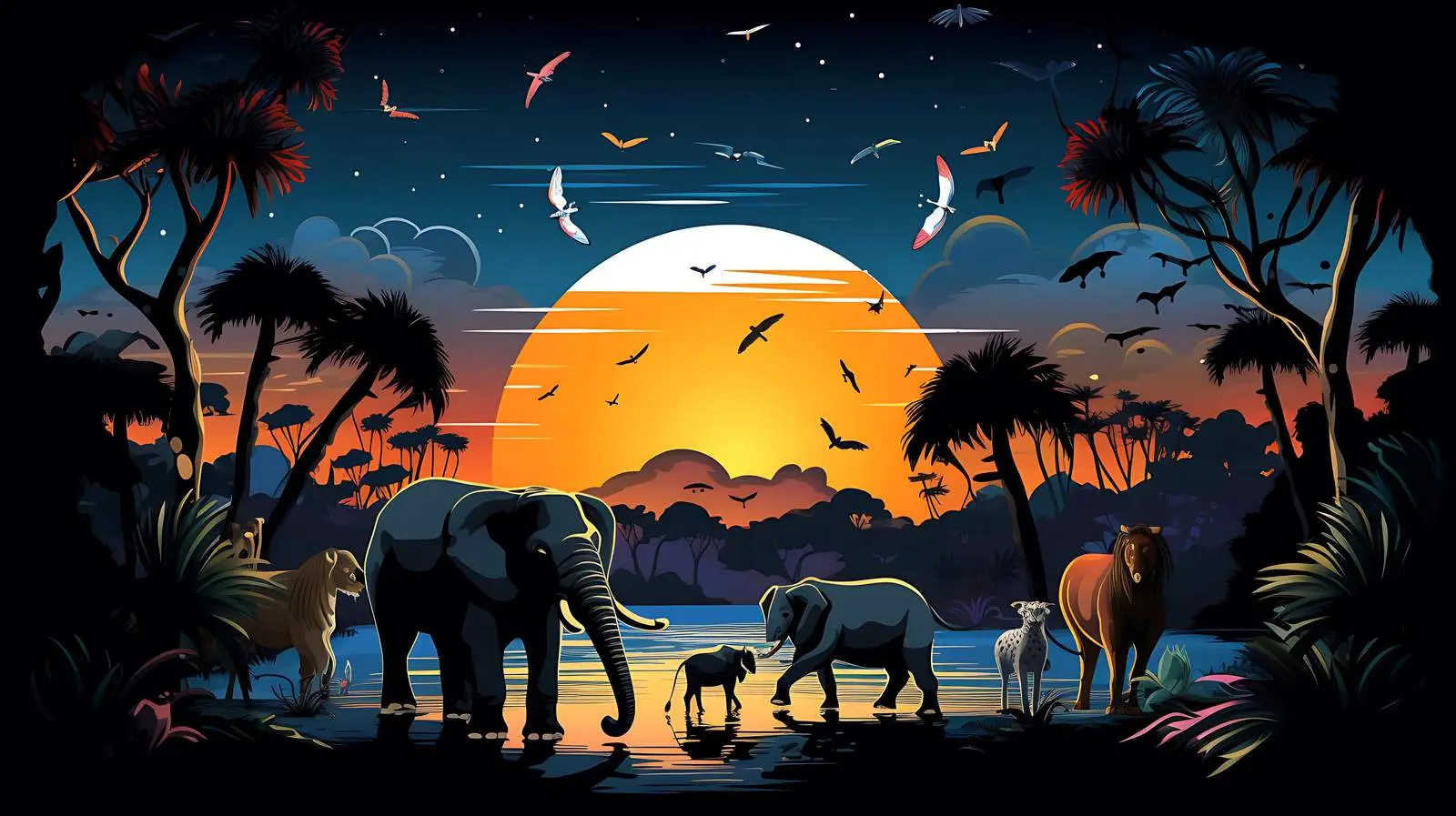 Animals Walking Through Landscape — free download from Dotvec