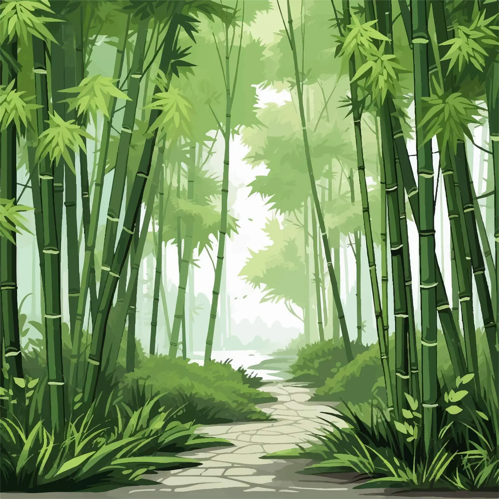 Bamboo Trees in Forest Vector Illustration — free download from Dotvec