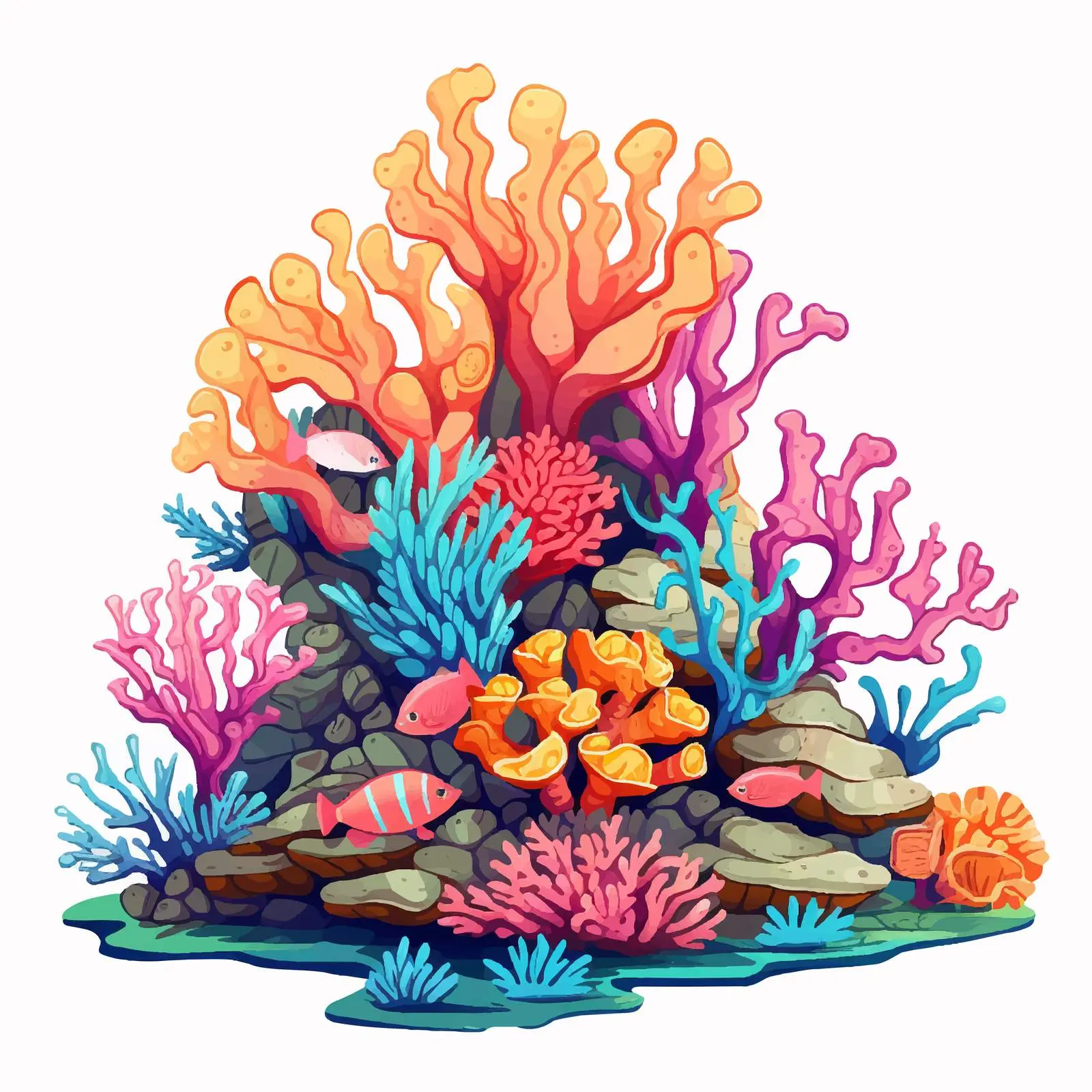 Beautiful Coral Reef Vector Illustration – free watercolor effect image from Dotvec