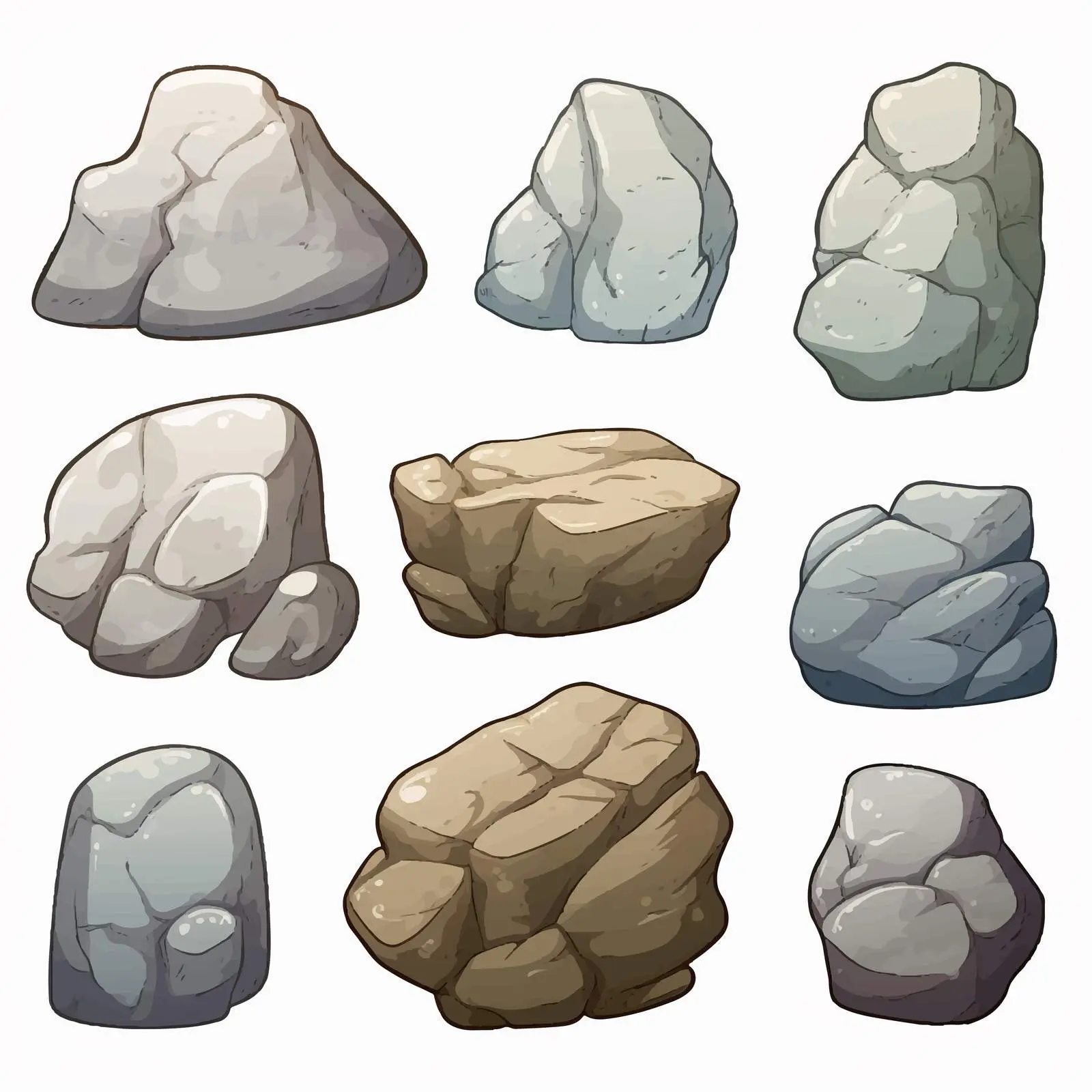 Big and Small Rocks on White Background – free pebbles image from Dotvec