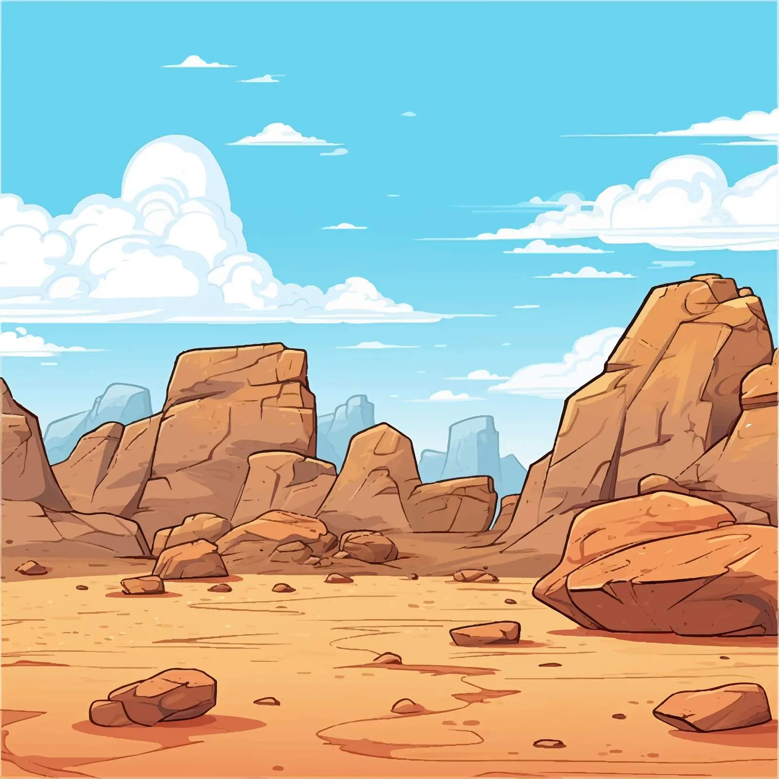 Big Brown Rocks Under Blue Sky Illustration — free download from Dotvec