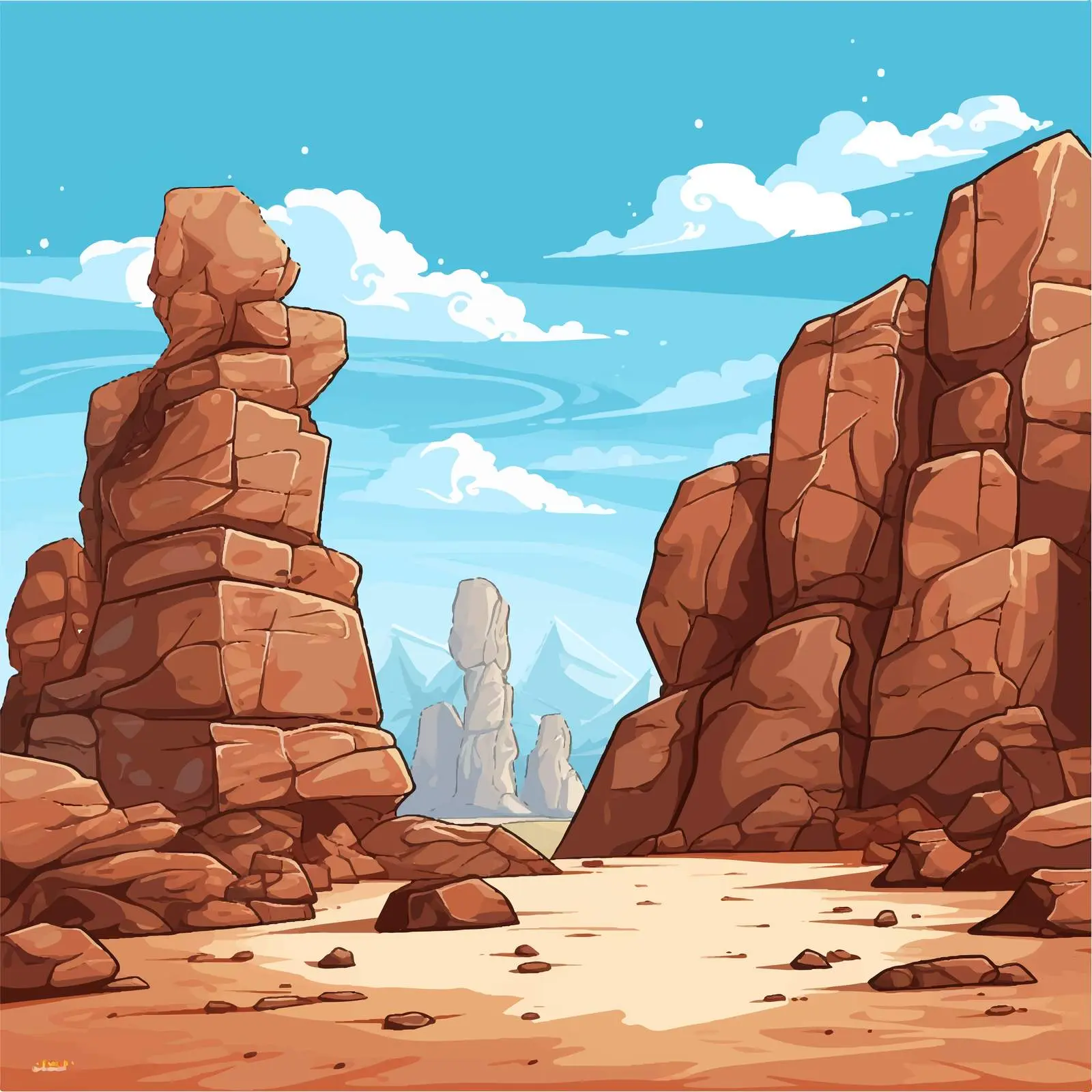 Big Brown Rocks Under Blue Sky Illustration — free download from Dotvec