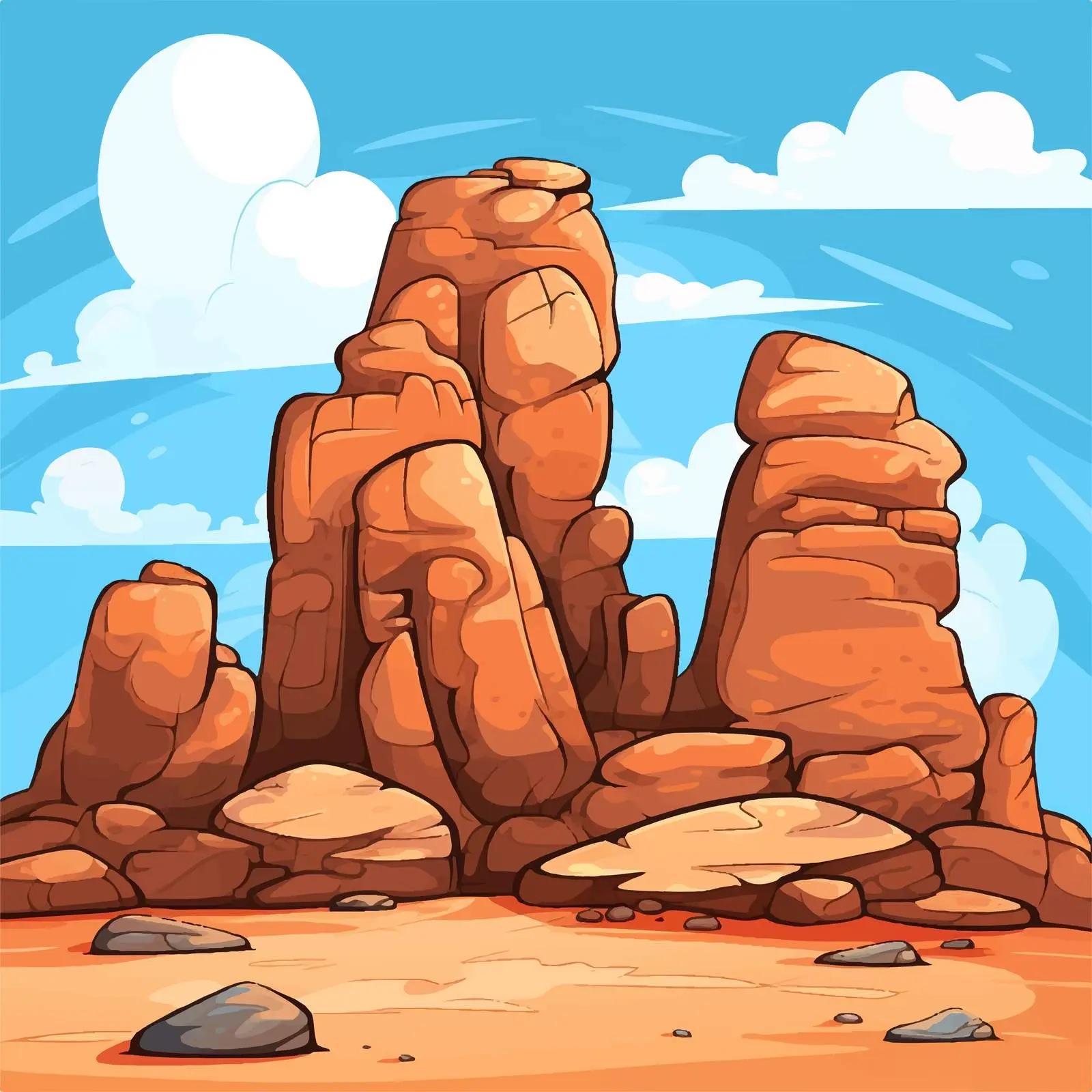 Big Brown Rocks Under Blue Sky Illustration – free rock formation image from Dotvec